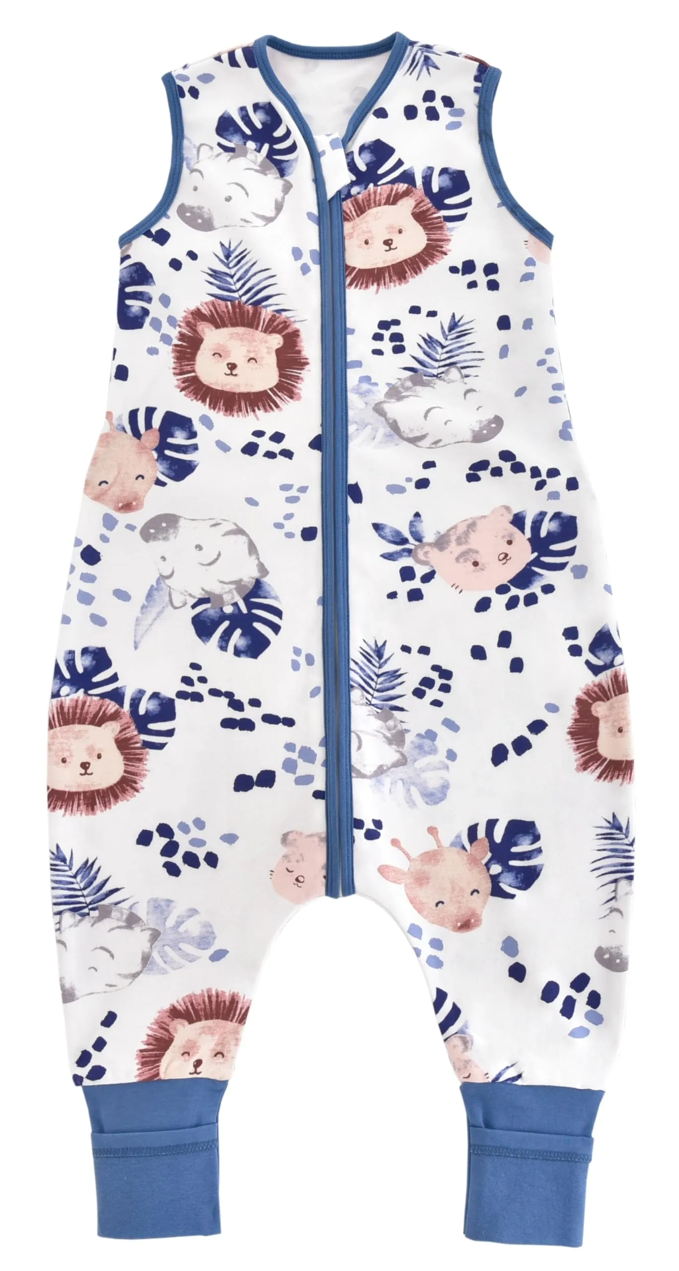 Chilsuessy Sacco nanna con gambe, 1,5 Tog, 100% cotone, zebra, 70 cm (altezza bambino 75-85 cm) - immagine 1