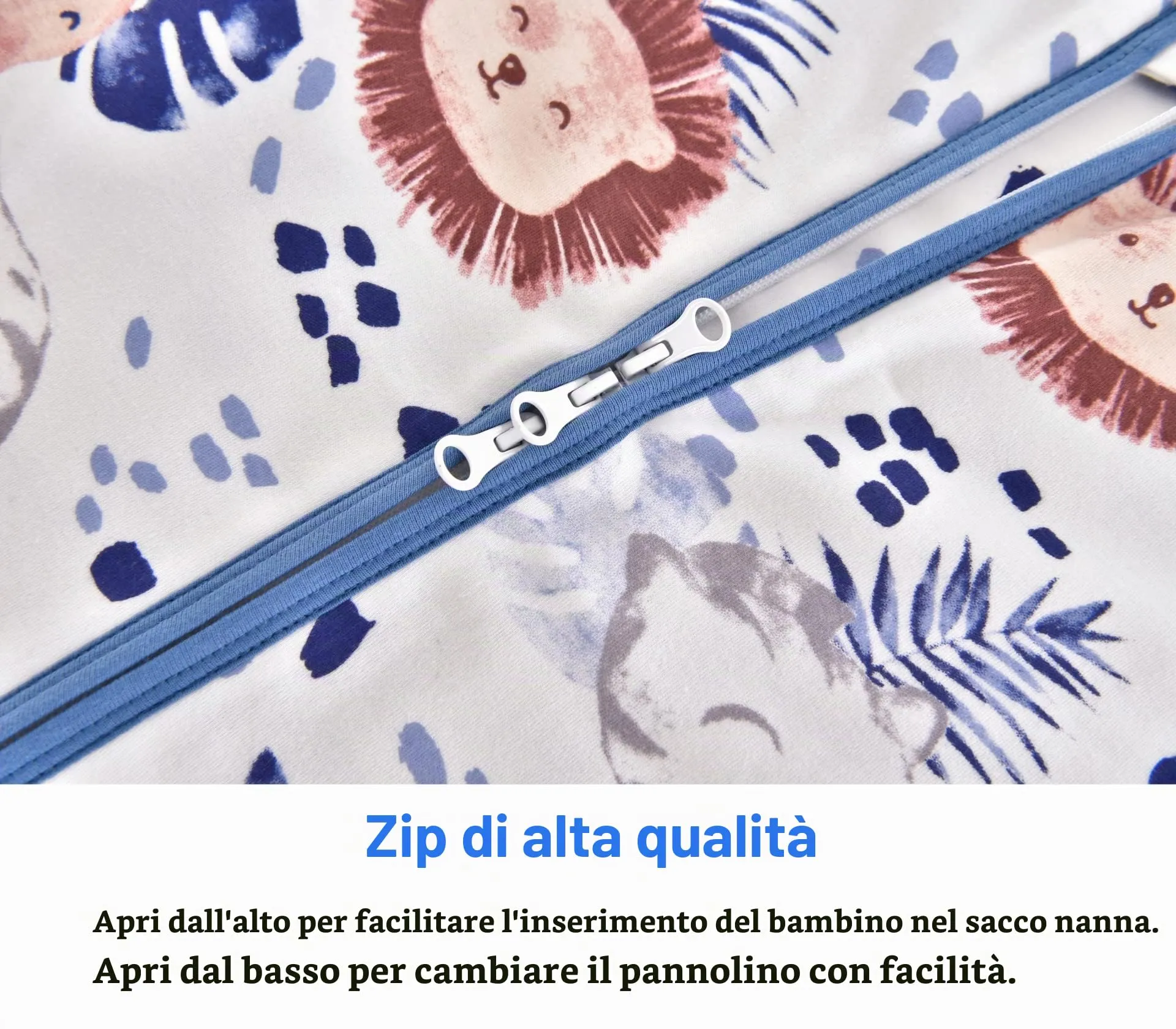 Chilsuessy Sacco nanna con gambe, 1,5 Tog, 100% cotone, zebra, 70 cm (altezza bambino 75-85 cm) - immagine 5