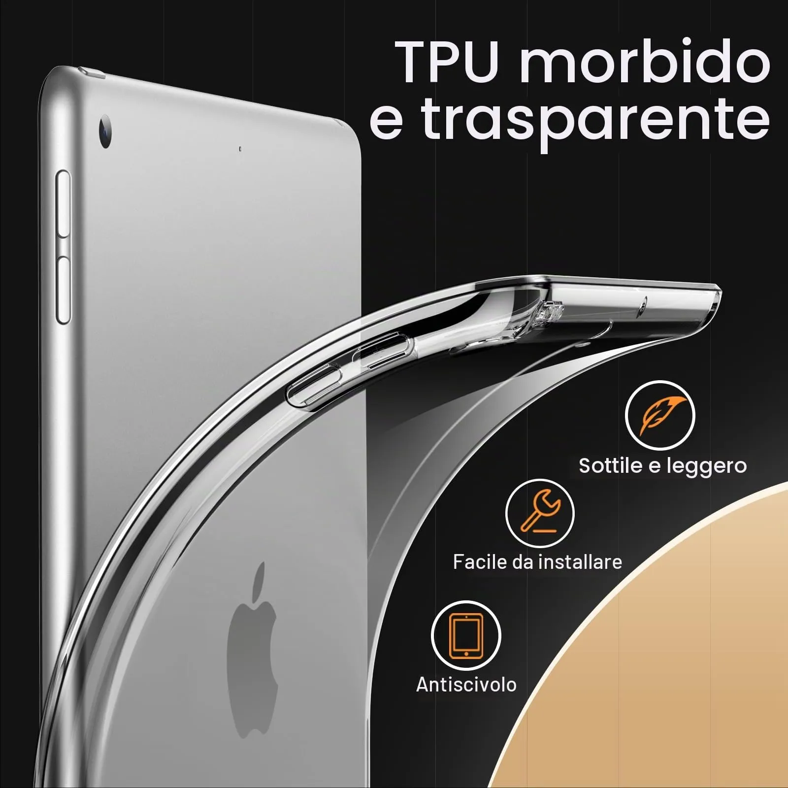 JETech Custodia Trasparente per iPad 6ª/5ª Gen, Trasparente - immagine 3