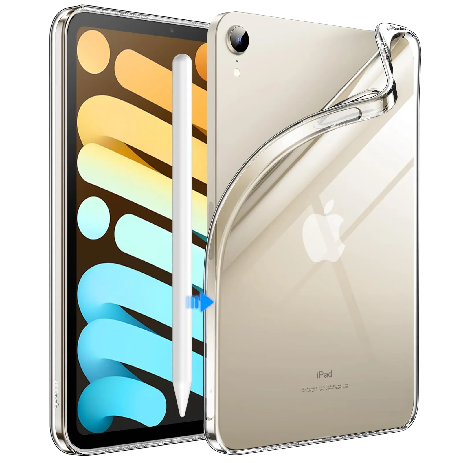 JETech Custodia Trasparente per iPad mini A17 Pro/6ª Gen, Trasparente - immagine 1