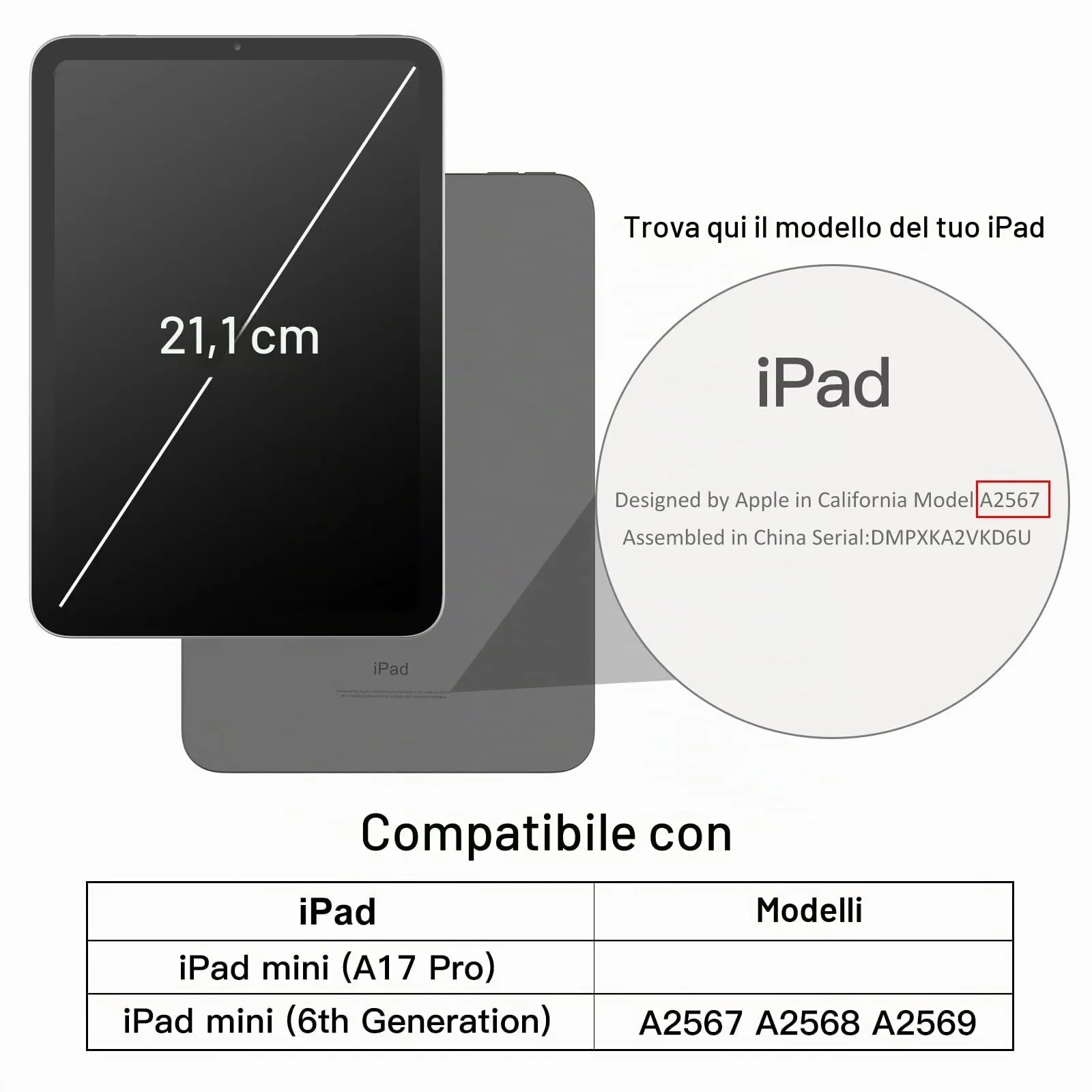 JETech Custodia Trasparente per iPad mini A17 Pro/6ª Gen, Trasparente - immagine 2
