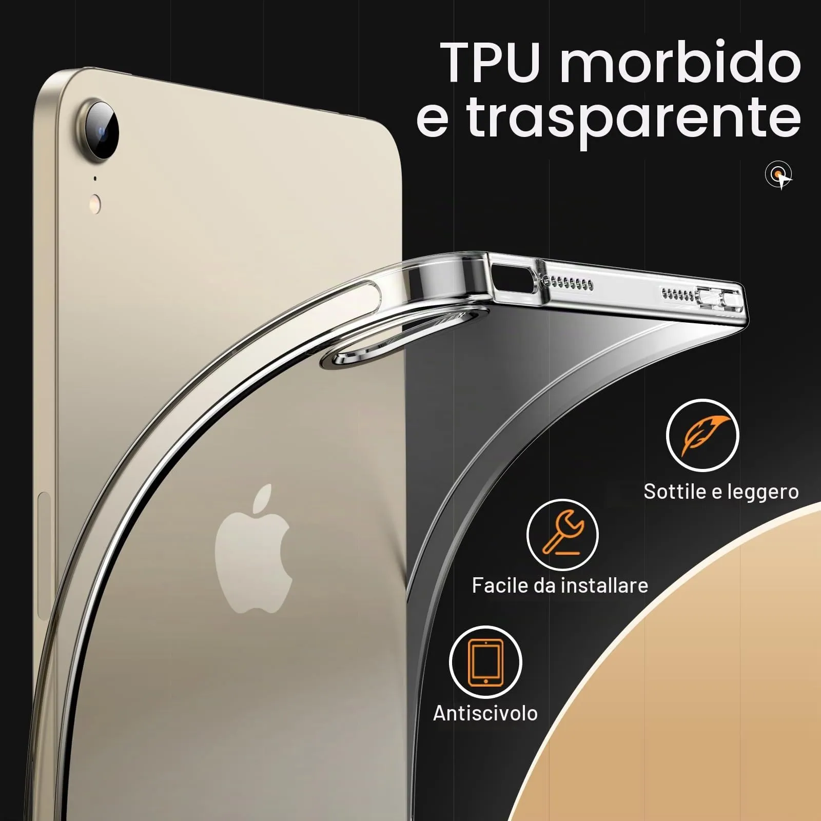 JETech Custodia Trasparente per iPad mini A17 Pro/6ª Gen, Trasparente - immagine 3