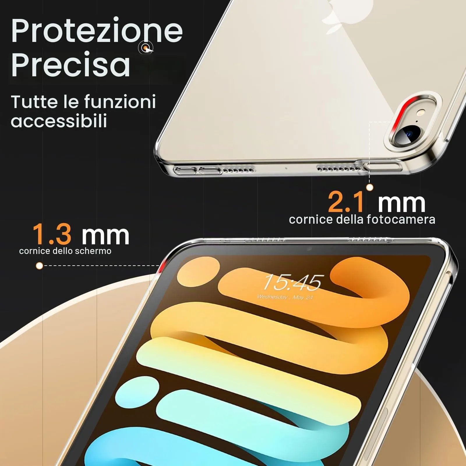 JETech Custodia Trasparente per iPad mini A17 Pro/6ª Gen, Trasparente - immagine 6