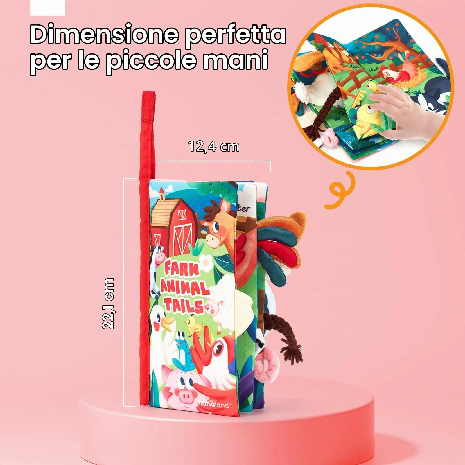 hahaland Libri di Stoffa Neonati 0-6 Mesi, Libro Morbido Animali Fattoria - immagine 7