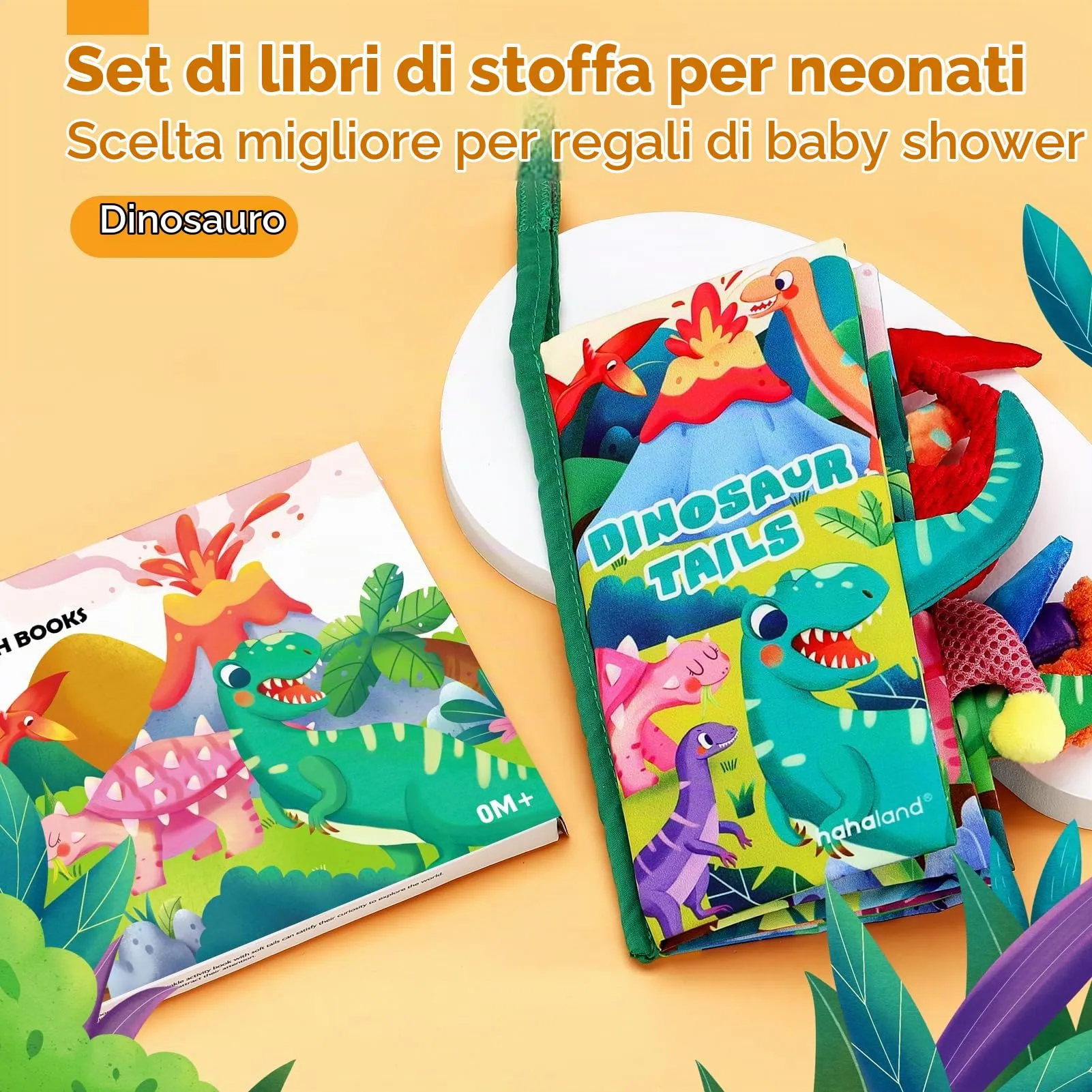 hahaland Libri di Stoffa Sensoriali Dinosauri per Neonato 0-6 Mesi - immagine 2