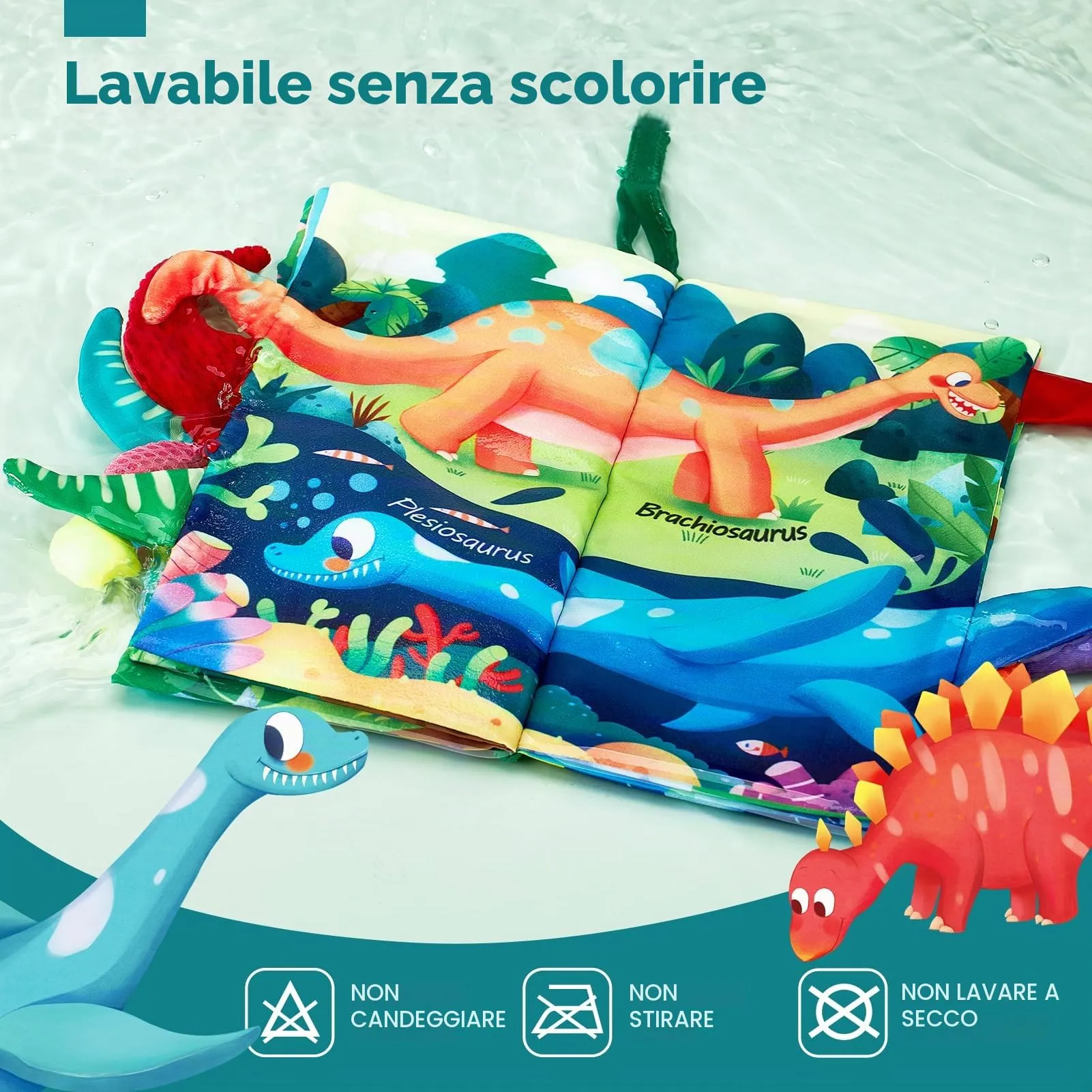 hahaland Libri di Stoffa Sensoriali Dinosauri per Neonato 0-6 Mesi - immagine 5