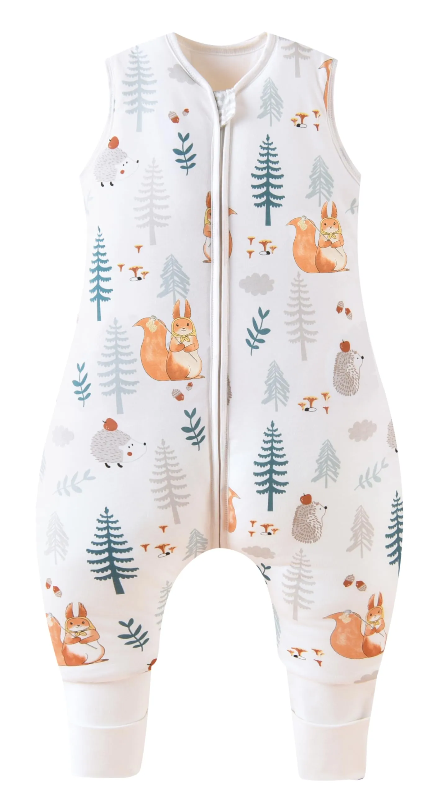 Chilsuessy Set 2 Sacchi Nanna con Gambe, 1,5 Tog, 100% Cotone, Scoiattolo e Orso della Foresta, 70 cm (per bambini 75-85 cm) - immagine 5