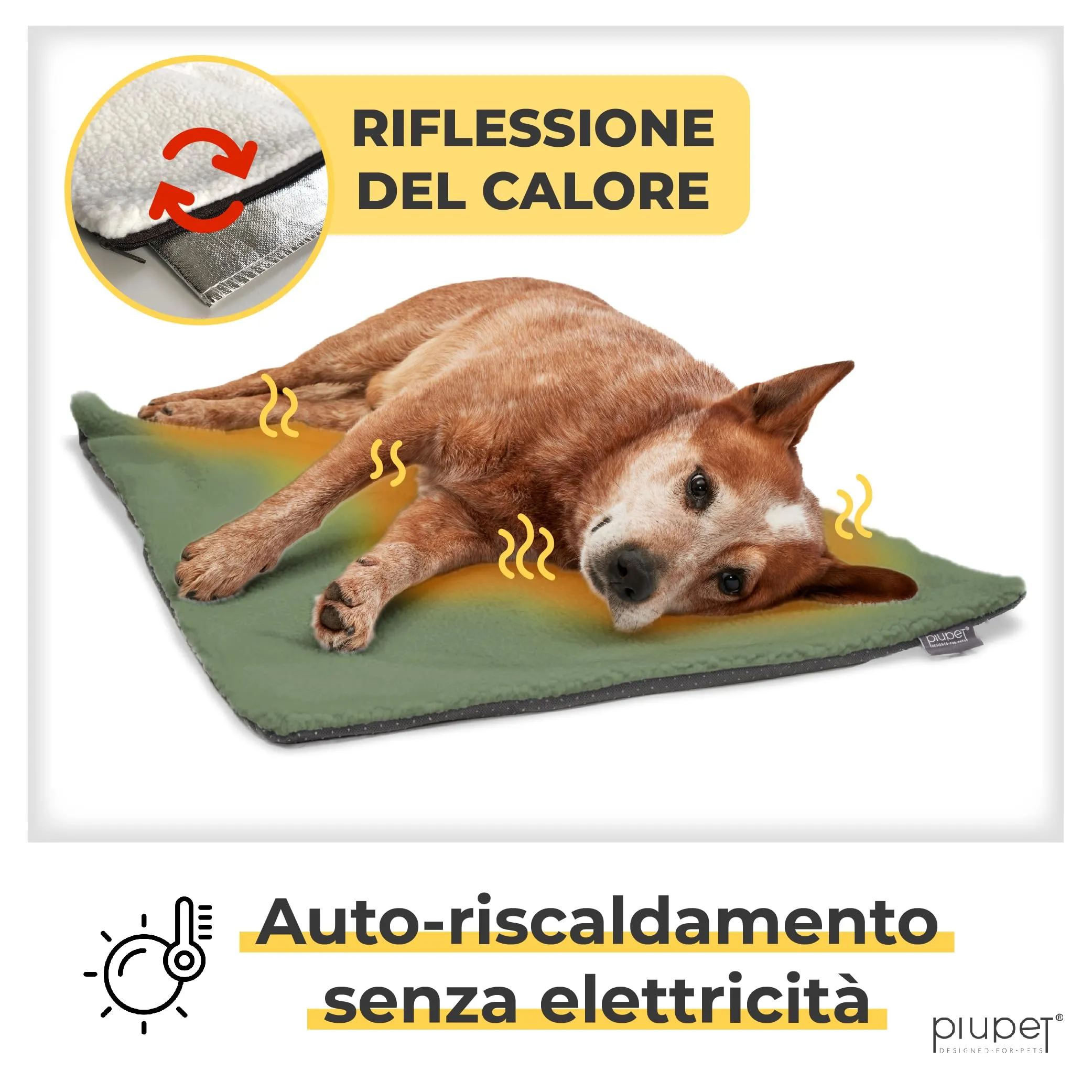 PiuPet Tappetino Riscaldante Autoriscaldante per Cani, 90x60cm - immagine 2