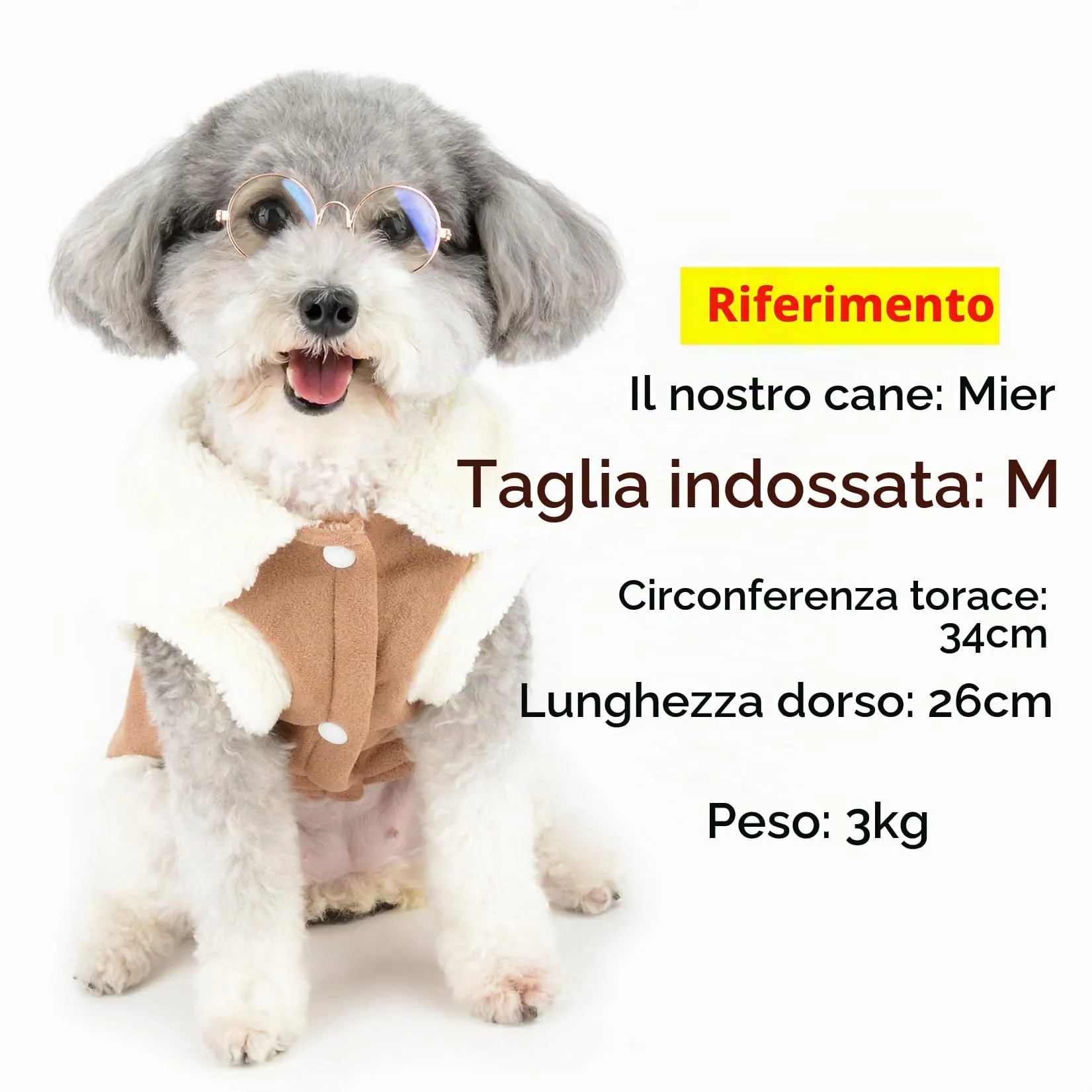 Zunea Cappotto invernale in pile per cani e gatti di taglia piccola con anello a D e fiocco, Cachi - immagine 3