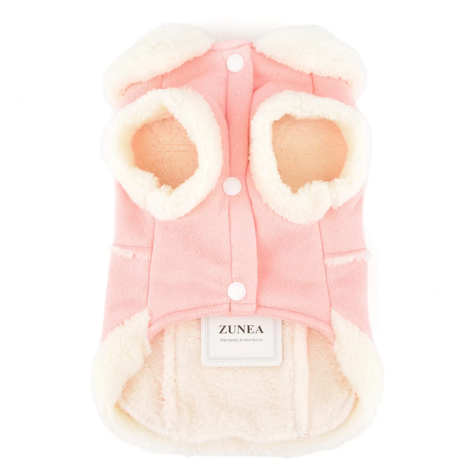 Zunea Cappotto invernale in pile per cani e gatti con anello a D e fiocco, Rosa, XL - immagine 7