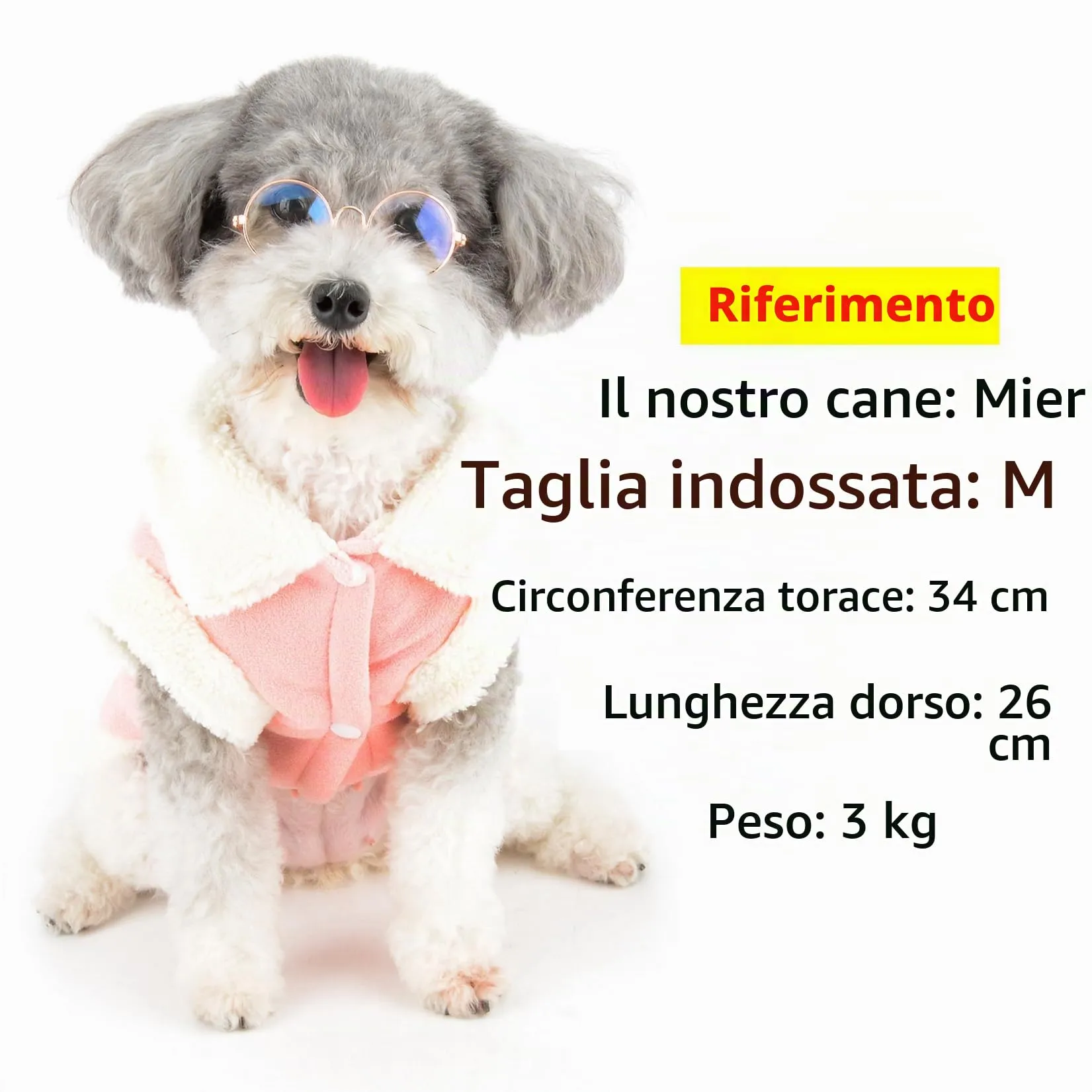 Zunea Cappotto invernale in pile per cani di taglia piccola e gatti con anello a D e fiocco, Rosa, XS - immagine 3