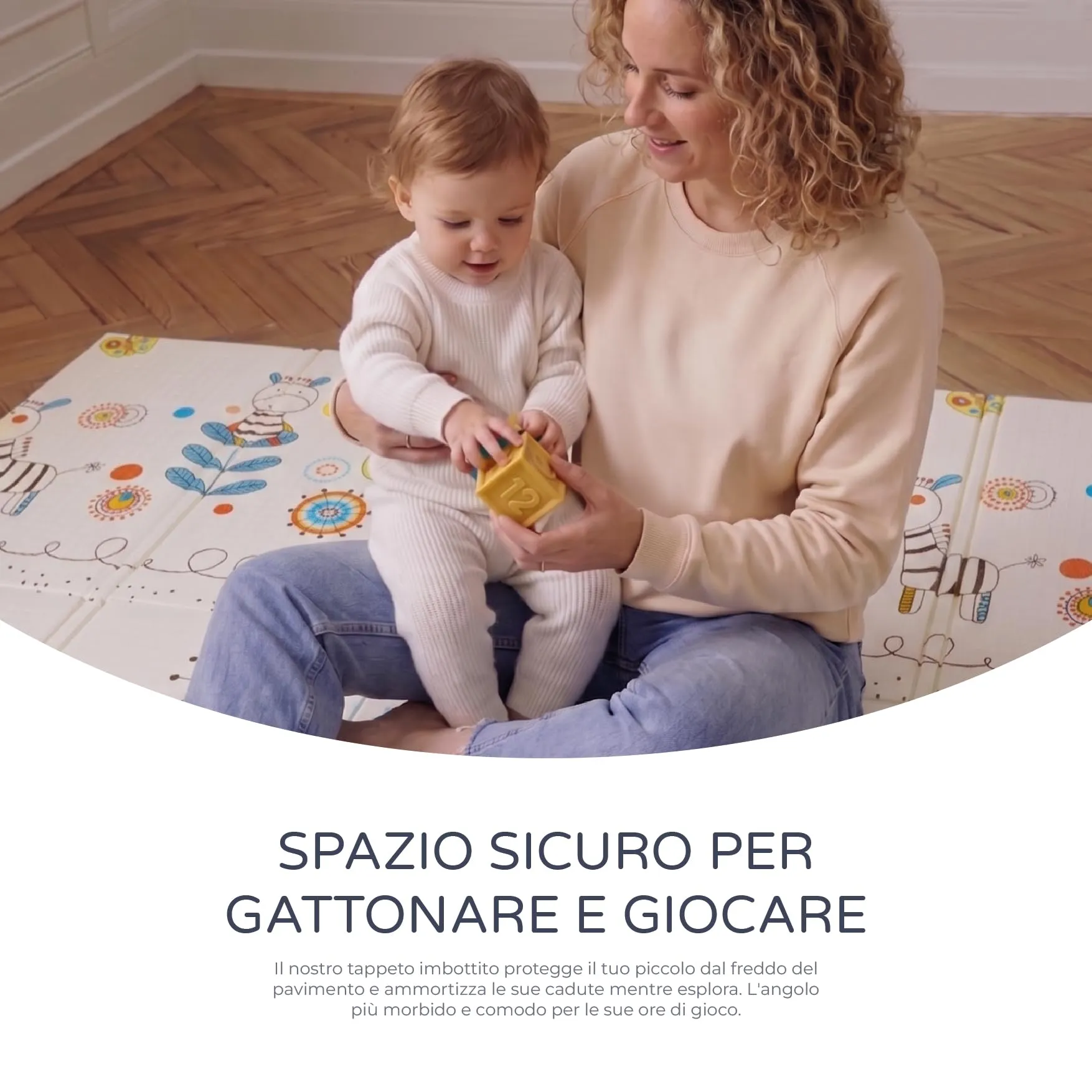 MS Fancy Tappeto gioco per bambini 180x200 cm, doppio lato, imbottito 1,5 cm, pieghevole con borsa per il trasporto (Leon/Aereo) - immagine 2