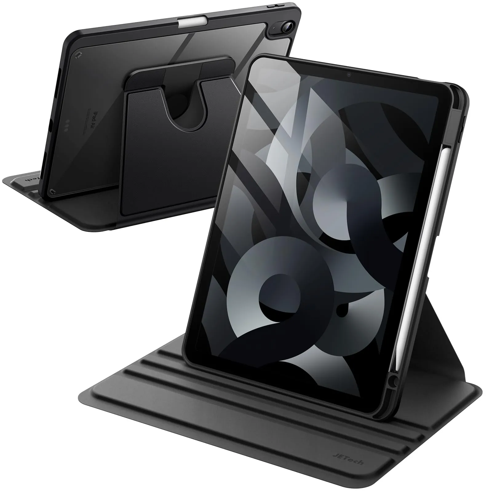 JETech Custodia Girevole per iPad Air 11" M4/M3/M2 & Air 5/4, Nero - immagine 1