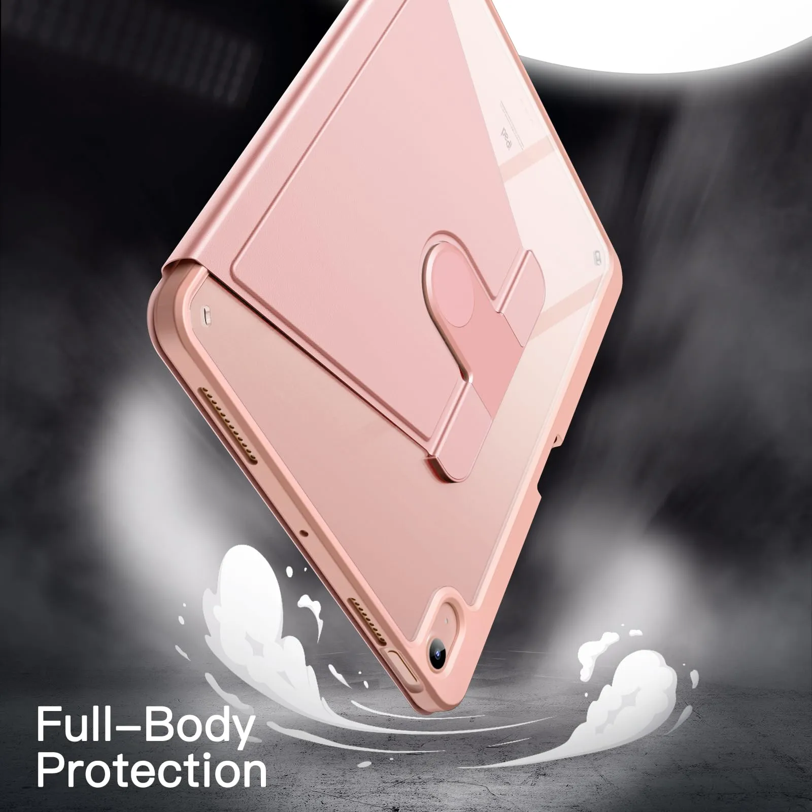 JETech Custodia Girevole per iPad Air 11" M4/M3/M2, Air 5/4, Oro Rosa - immagine 4