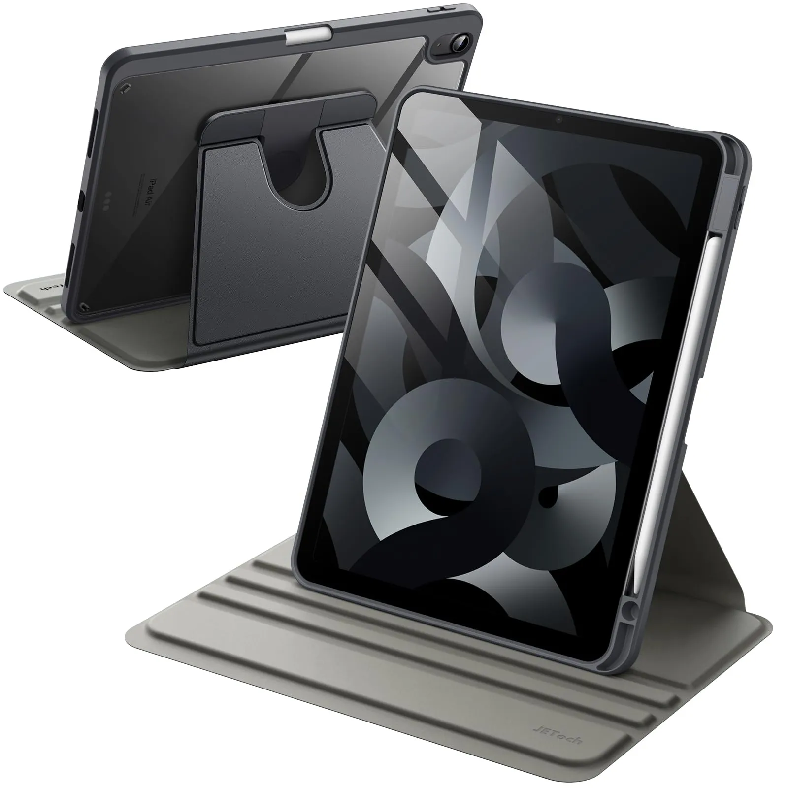 JETech Cover Girevole per iPad Air 11" M4/M3/M2, Air 5/4, Grigio Siderale - immagine 1