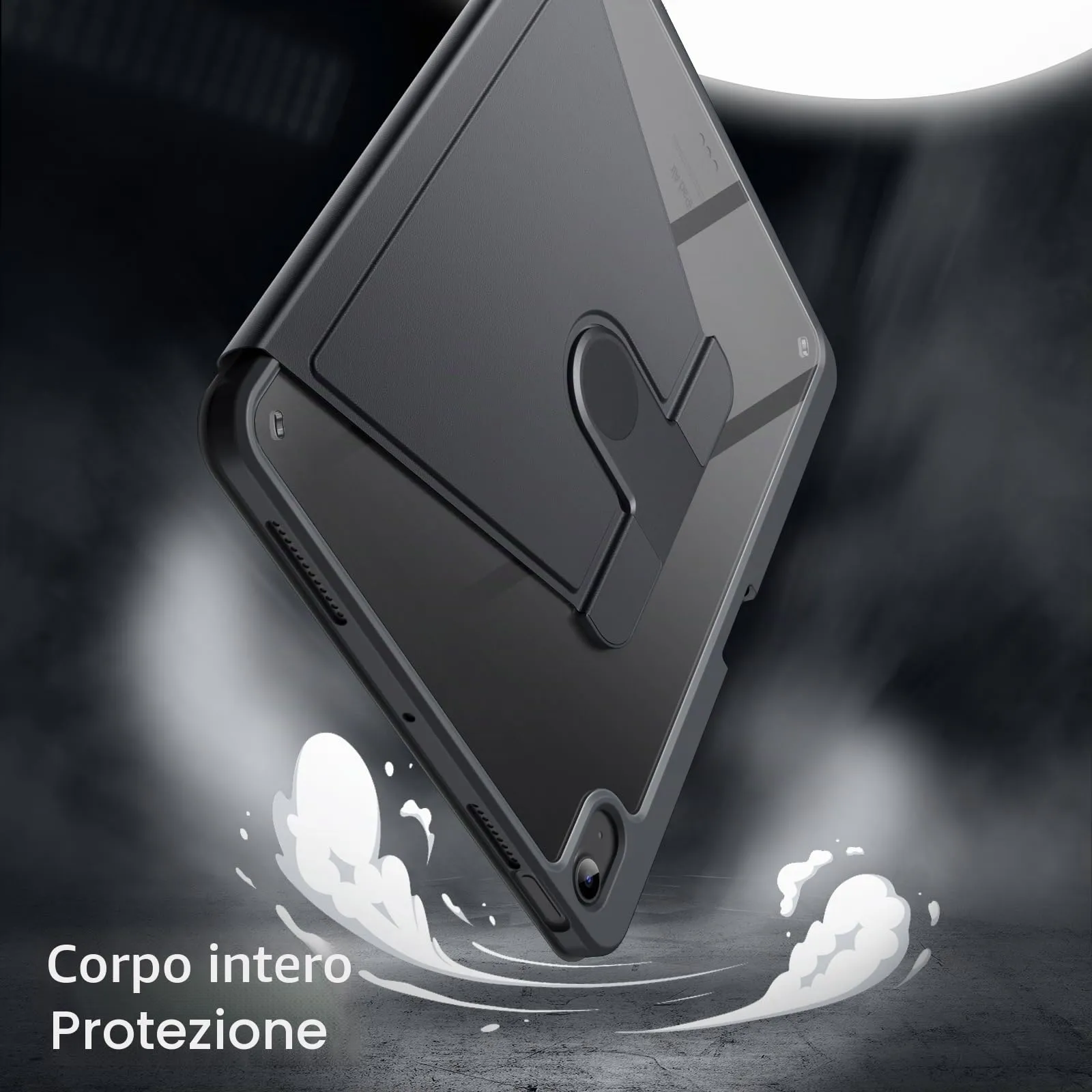 JETech Cover Girevole per iPad Air 11" M4/M3/M2, Air 5/4, Grigio Siderale - immagine 4