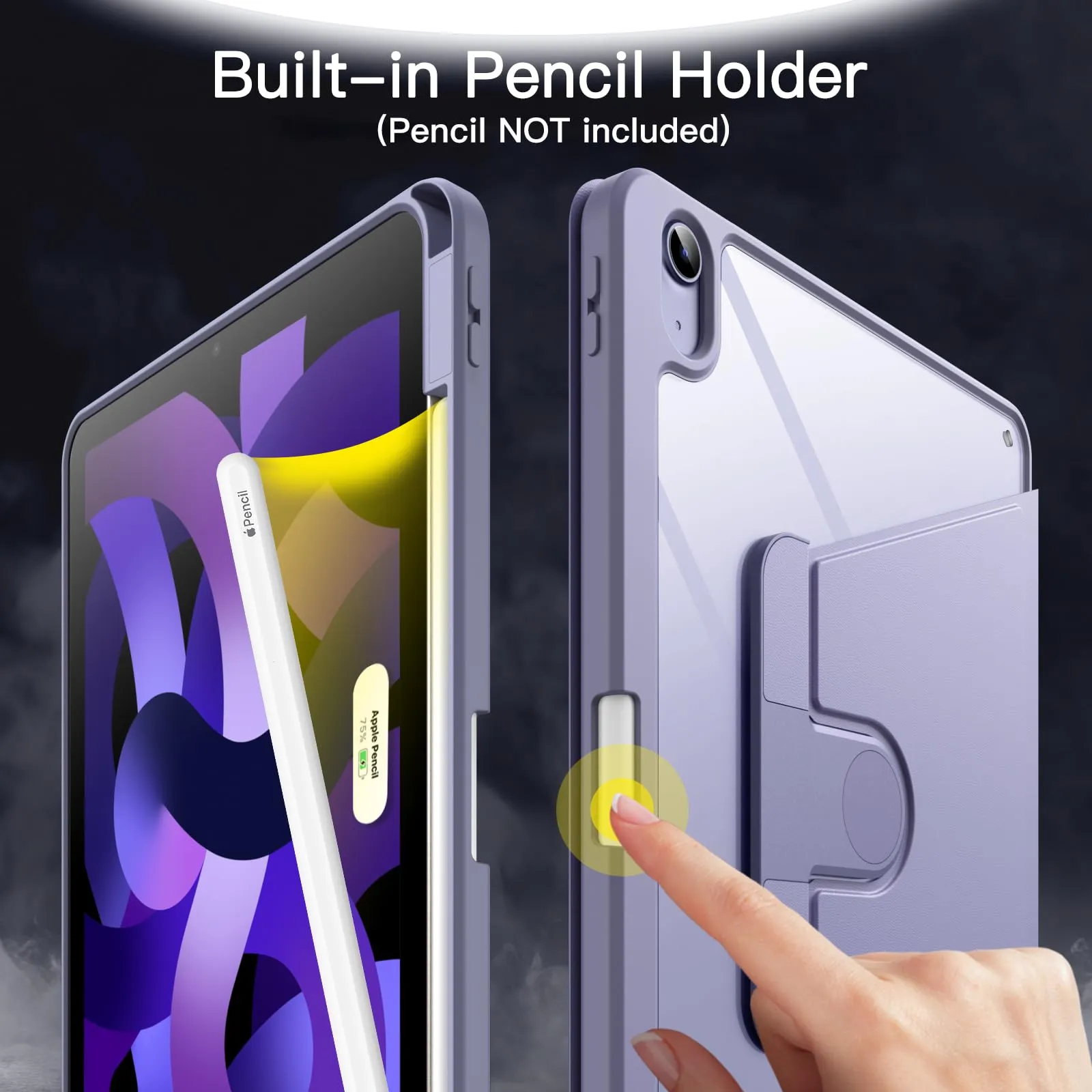 JETech Custodia Girevole per iPad Air 11" M4/M3/M2 & Air 5/4, Viola - immagine 5