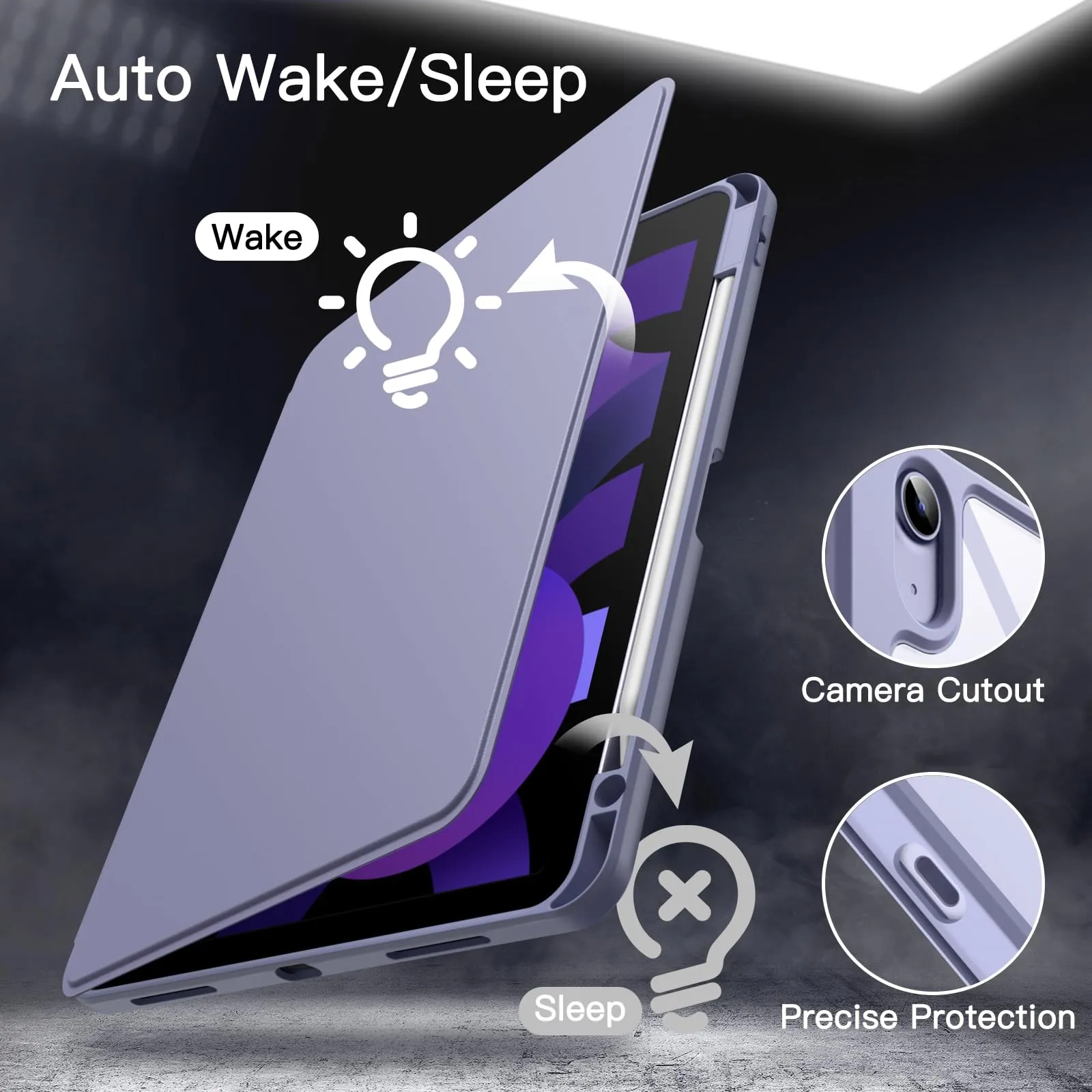 JETech Custodia Girevole per iPad Air 11" M4/M3/M2 & Air 5/4, Viola - immagine 6