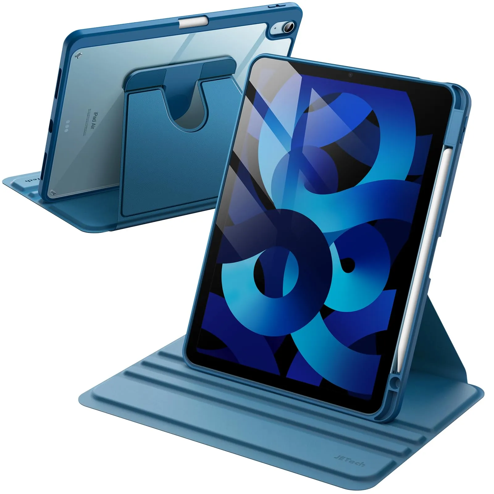 JETech Custodia Girevole per iPad Air 11" M4/M3/M2 & Air 5/4, Blu - immagine 1