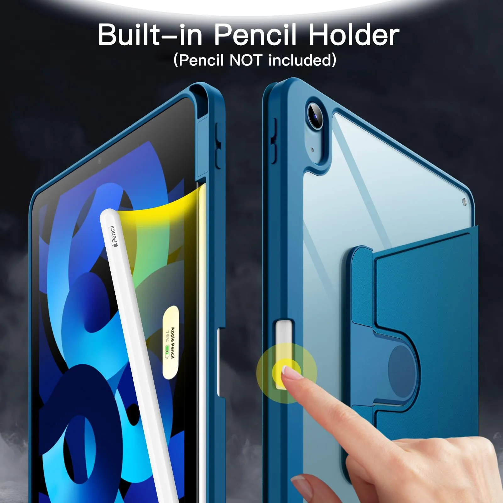 JETech Custodia Girevole per iPad Air 11" M4/M3/M2 & Air 5/4, Blu - immagine 5
