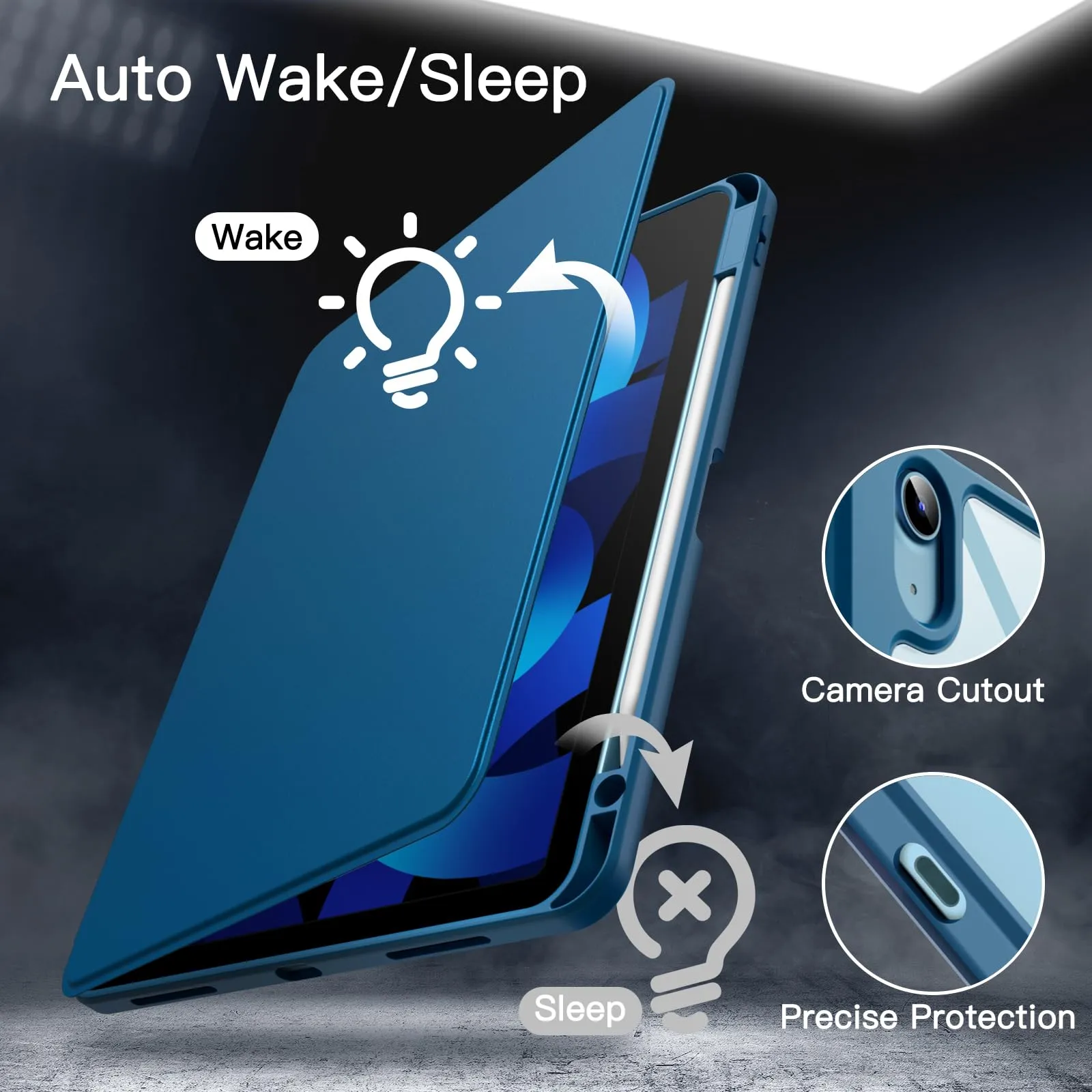 JETech Custodia Girevole per iPad Air 11" M4/M3/M2 & Air 5/4, Blu - immagine 6