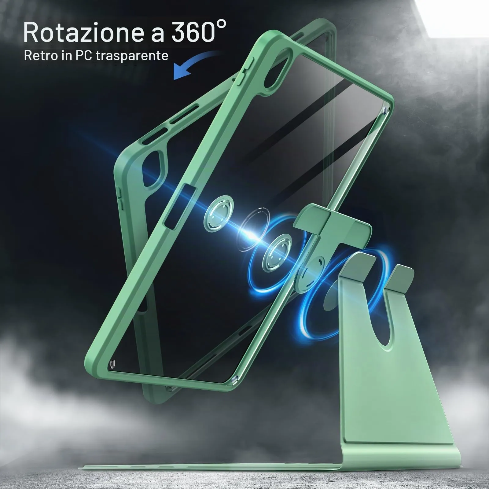 JETech Custodia Girevole per iPad Air 11" M4/M3/M2 & Air 5/4, Verde - immagine 3