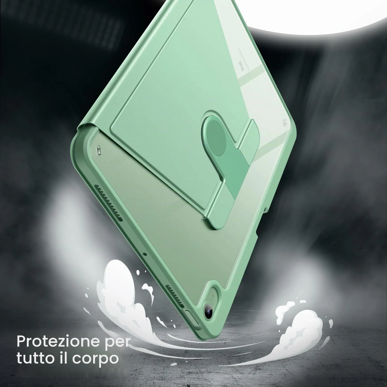 JETech Custodia Girevole per iPad Air 11" M4/M3/M2 & Air 5/4, Verde - immagine 4