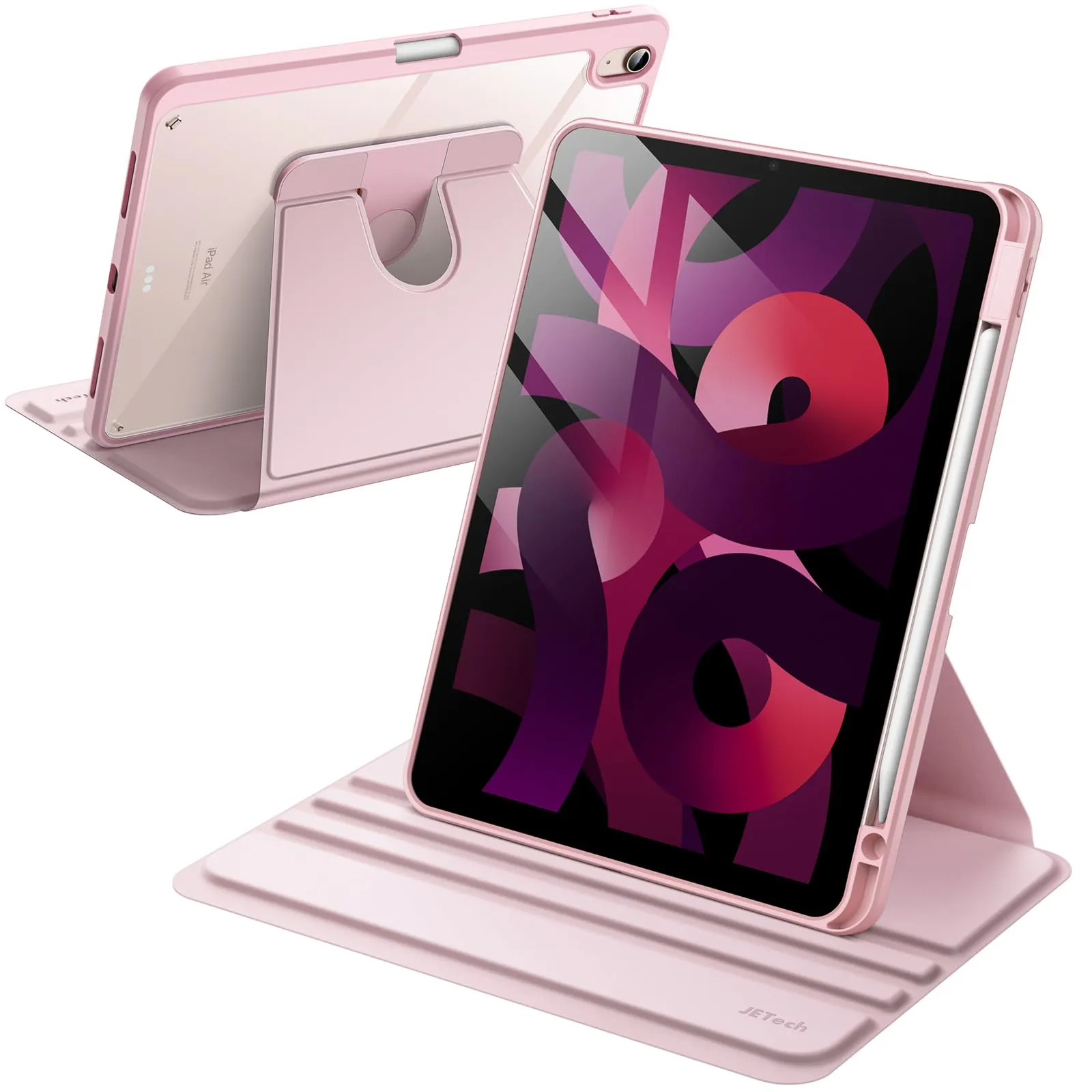JETech Custodia Girevole per iPad Air 11" M4/M3/M2 & Air 5/4, Rosa - immagine 1