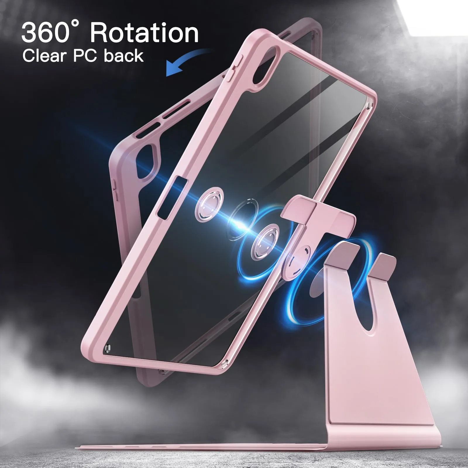 JETech Custodia Girevole per iPad Air 11" M4/M3/M2 & Air 5/4, Rosa - immagine 3