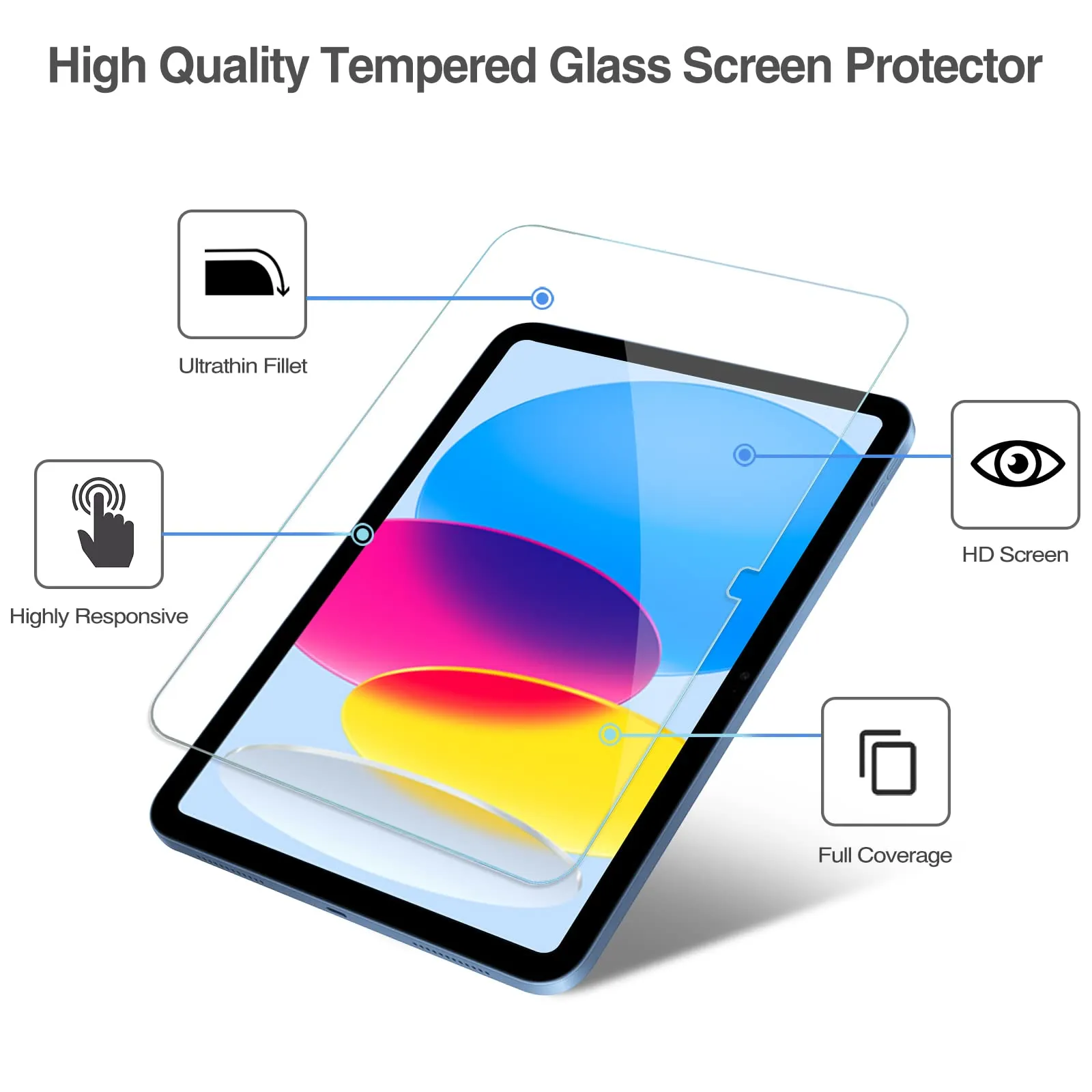 ProCase Vetro Temperato per iPad 10 Generazione 10,9 Pollici / iPad 11 Generazione A16 11 Pollici (A3354 A3355 A3356 A2696 A2757 A2777) - 10 Pezzi - immagine 4