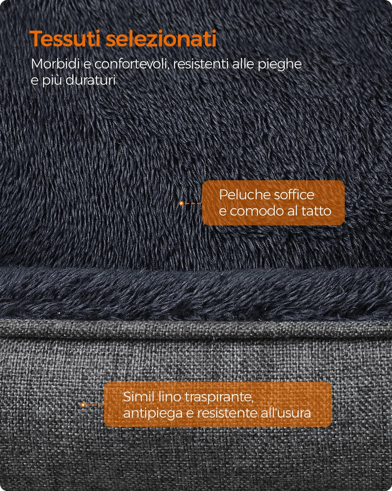 Feandrea Cuccia per Cani in Simil Lino con Bordi Rialzati, 60 x 50 x 21 cm - immagine 5