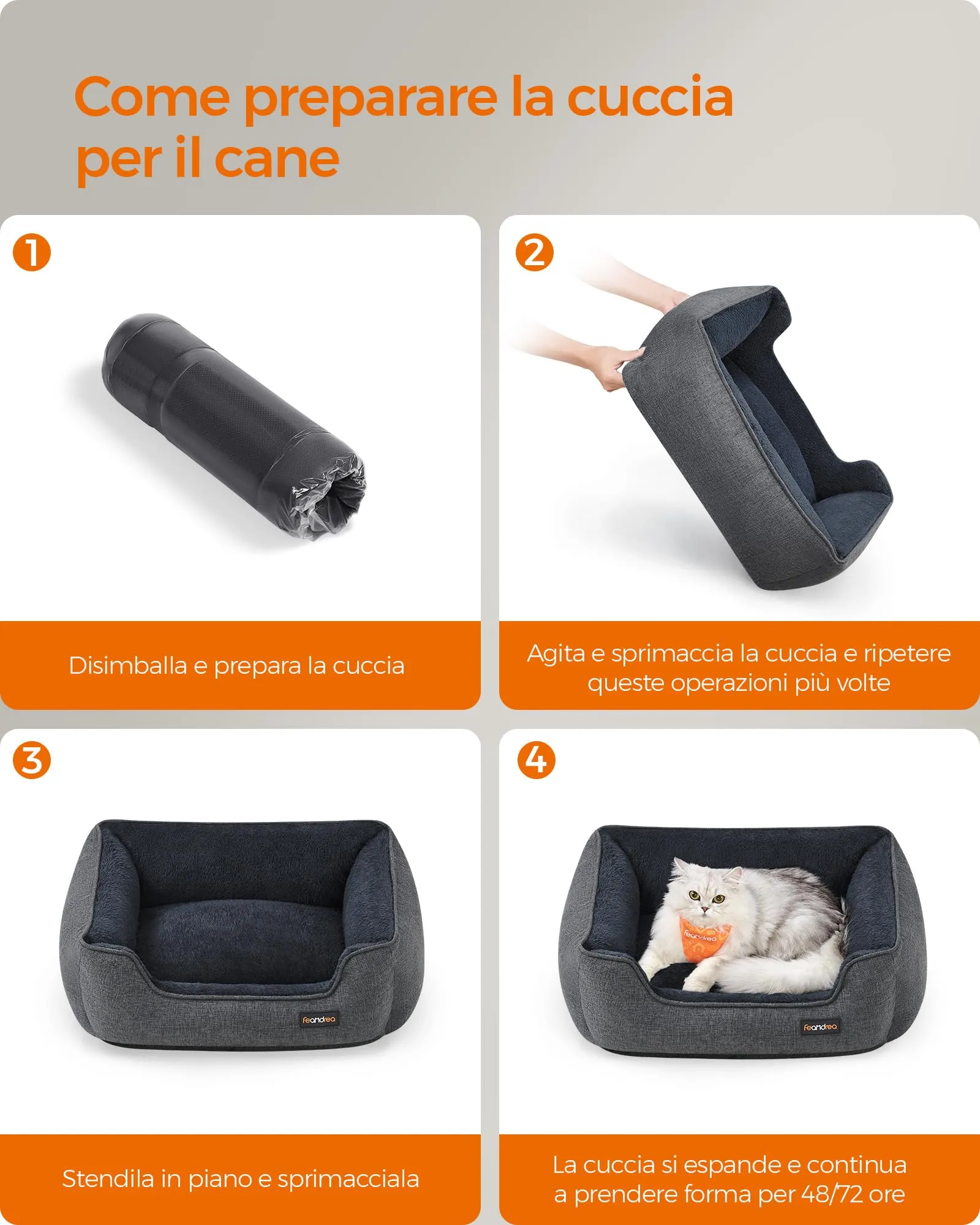 Feandrea Cuccia per Cani in Simil Lino con Bordi Rialzati, 60 x 50 x 21 cm - immagine 9
