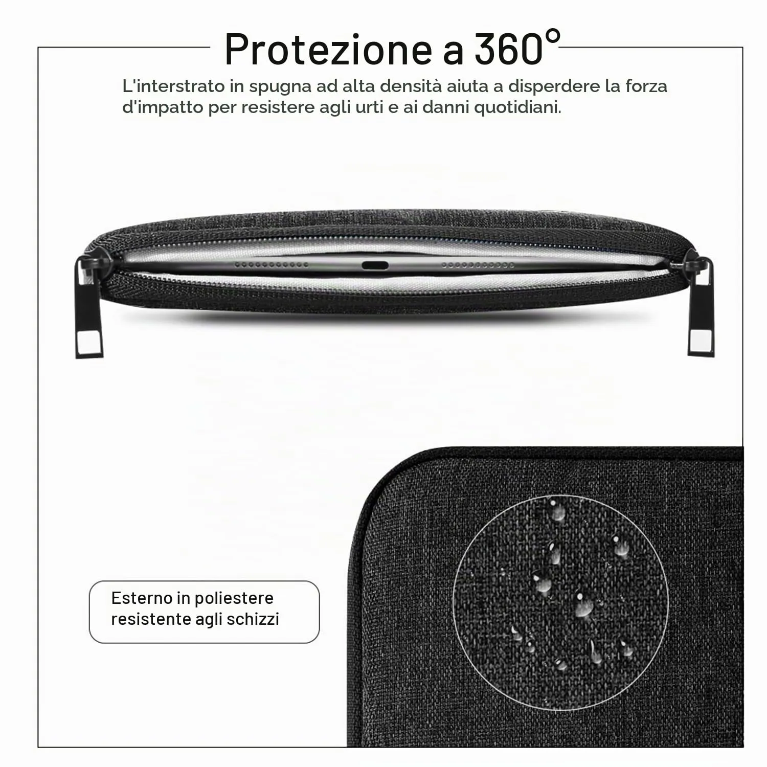 TiMOVO Custodia per Tablet 8-9 Pollici con Tasche, Nero - immagine 4