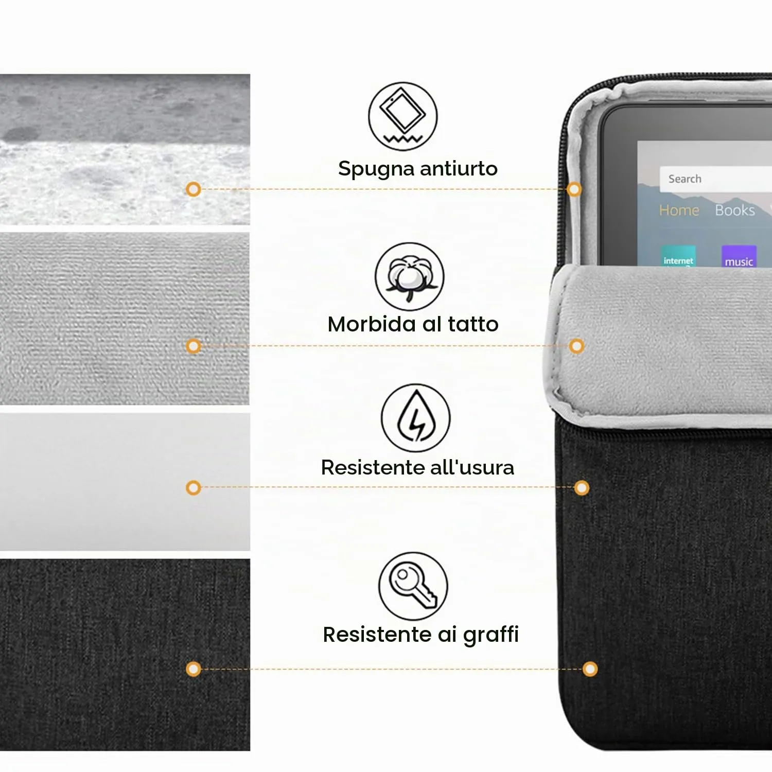 TiMOVO Custodia per Tablet 8-9 Pollici con Tasche, Nero - immagine 6
