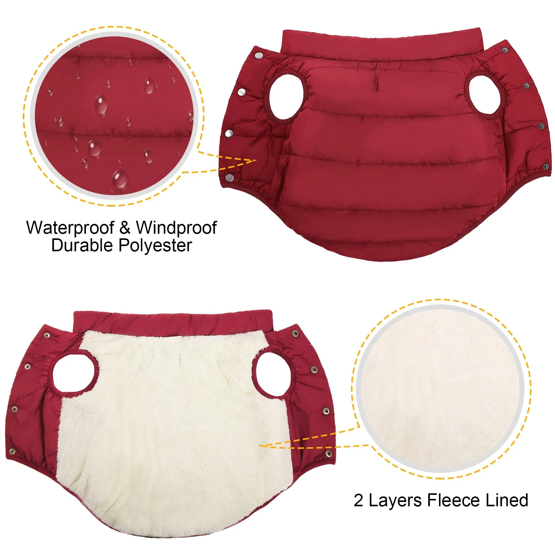 ASENKU Cappotto Invernale Impermeabile per Cane, XL, Rosso - immagine 4