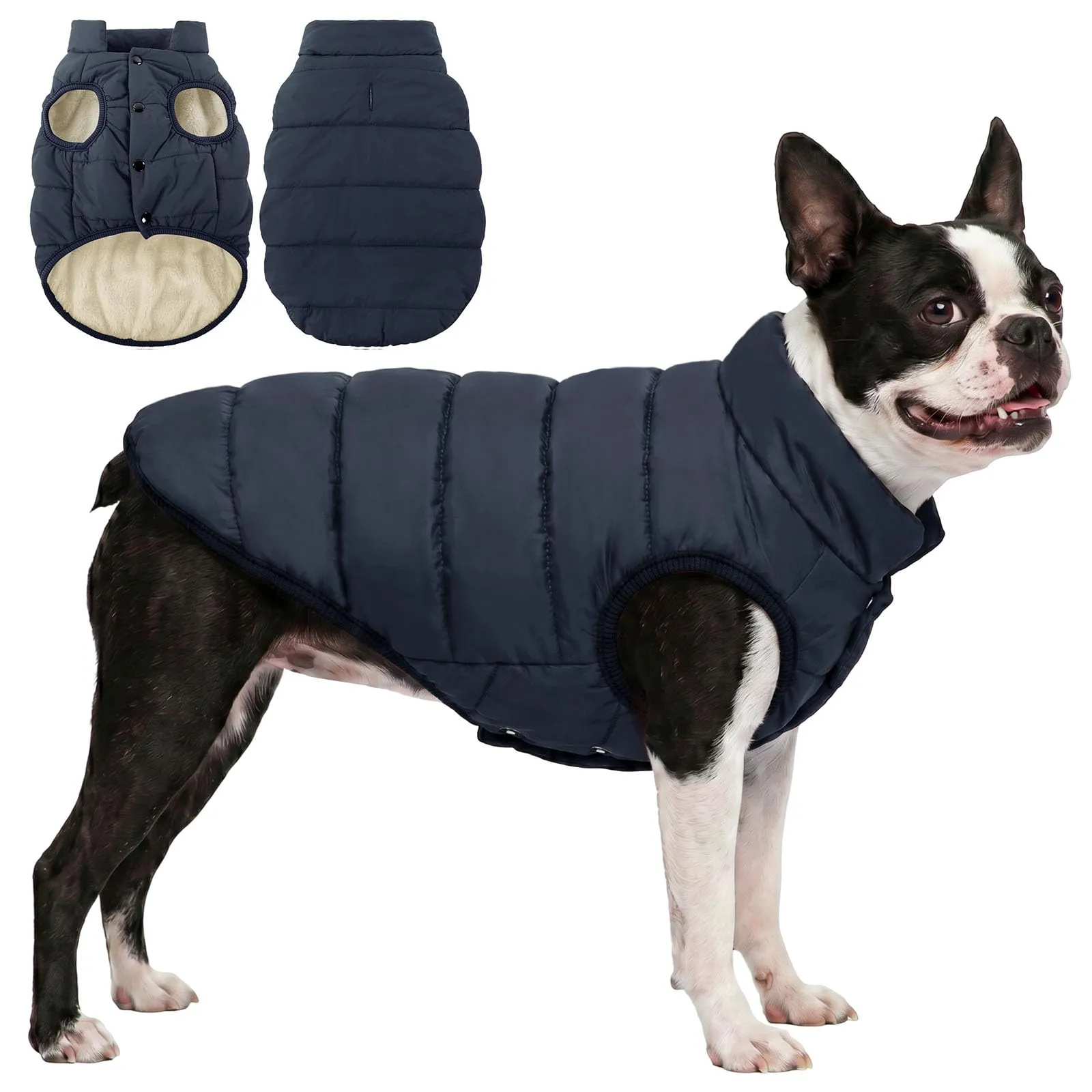 ASENKU Cappotto Impermeabile Invernale per Cani con Fodera in Lana, Taglia L, Blu - immagine 1