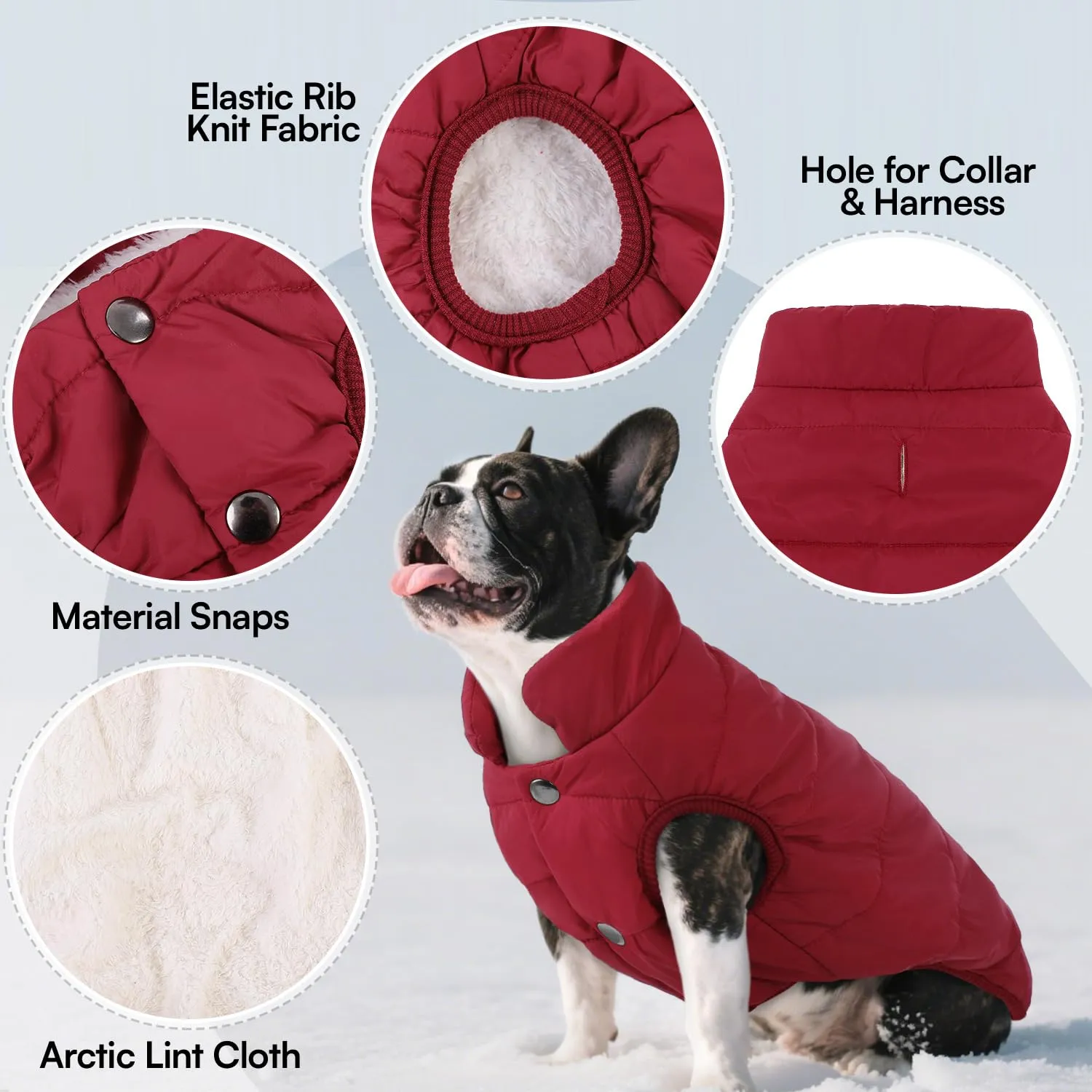 ASENKU Cappotto Invernale Impermeabile per Cane Grande, XXL, Rosso - immagine 2