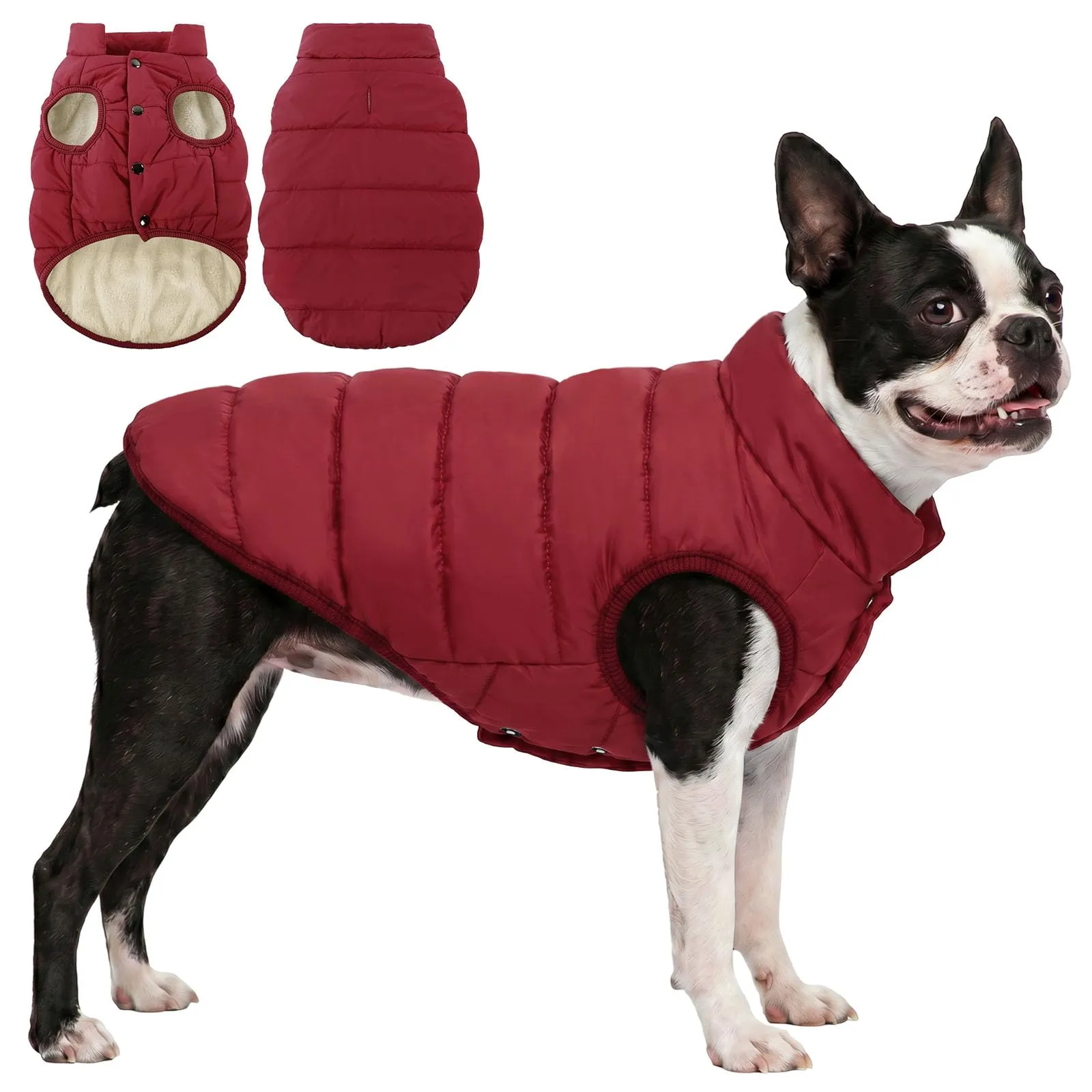 ASENKU Cappotto Inverno per Cane, Impermeabile e Pile Artica, Taglia S, Rosso - immagine 1