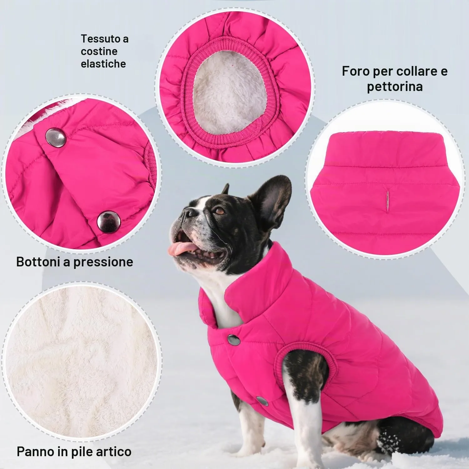 ASENKU Cappotto Inverno per Cane, Impermeabile con Fodera in Pile, Taglia S, Rosa - immagine 2