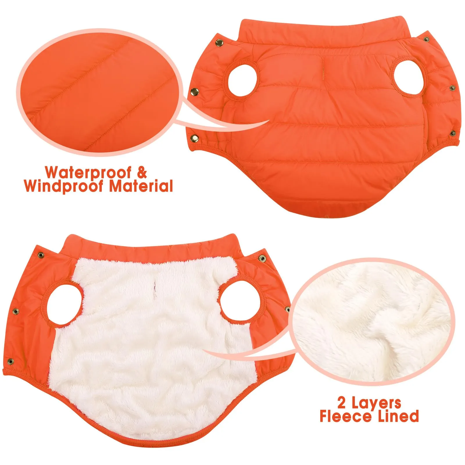 ASENKU Cappotto Invernale per Cani Giacca Imbottita in Pile, Arancione, XXL - immagine 4