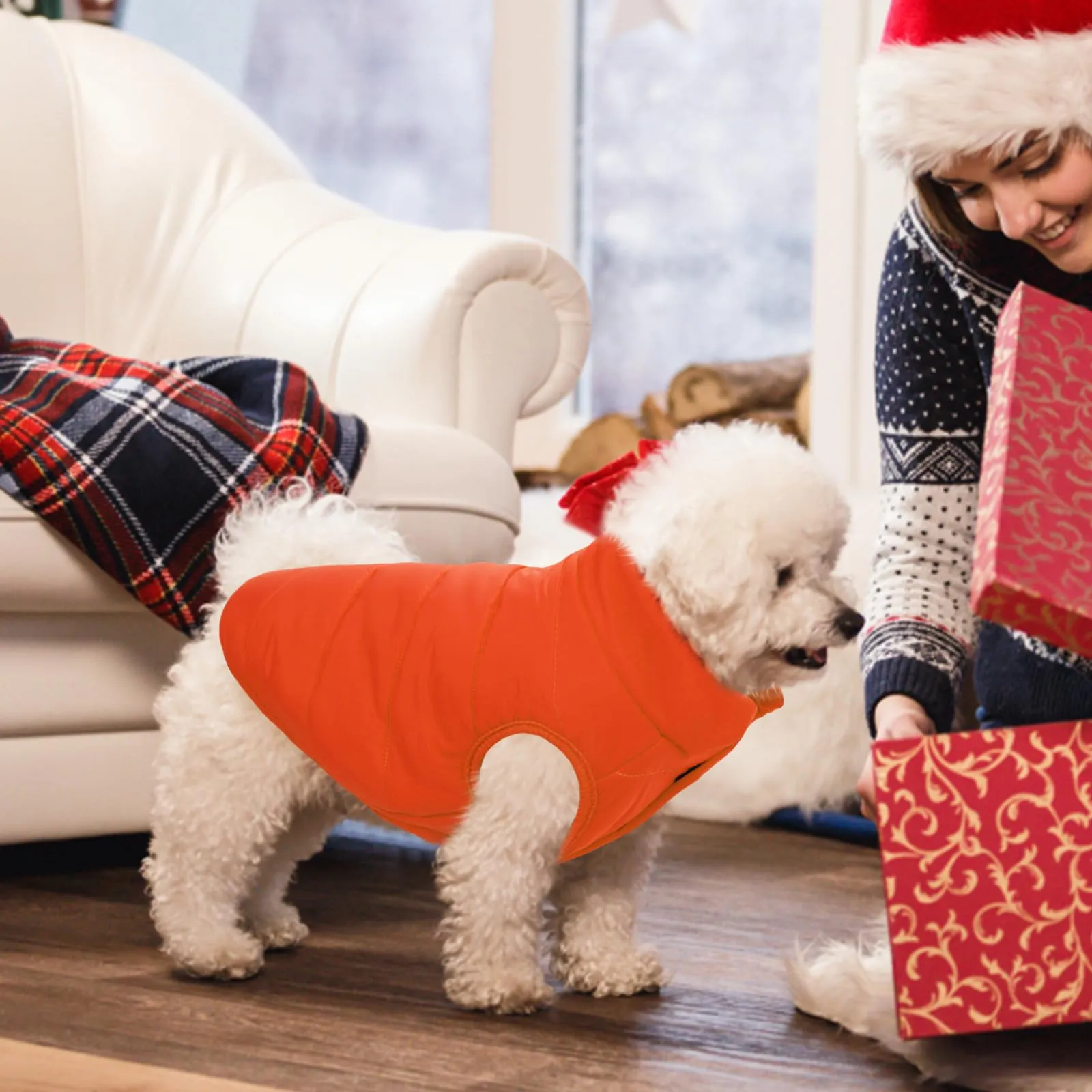 ASENKU Cappotto Invernale per Cani Giacca Imbottita in Pile, Arancione, XXL - immagine 7