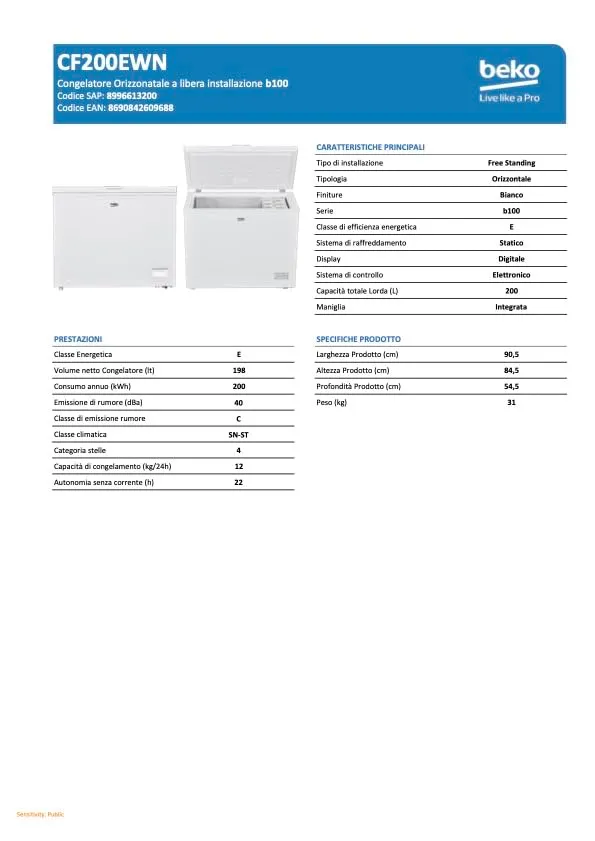 Beko - CF200EWN - Congelatore Orizzontale Statico - immagine 6