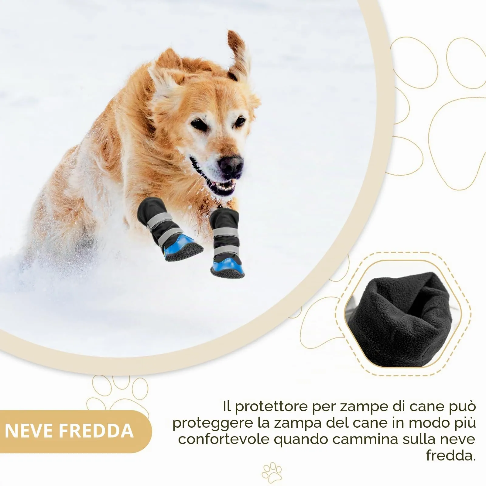 OHCOZZY Stivali Impermeabili per Cani con Cinghie Riflettenti e Suola Antiscivolo, S, Blu - immagine 5