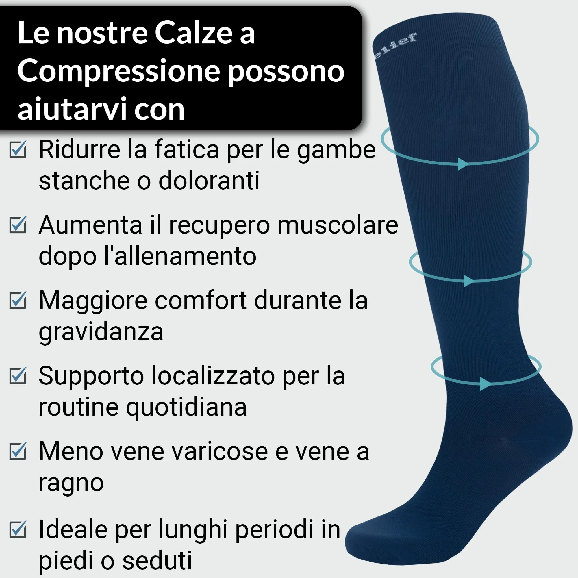 360 Relief Calze Compressione Graduata Donna e Uomo, Calze Elastiche - immagine 6