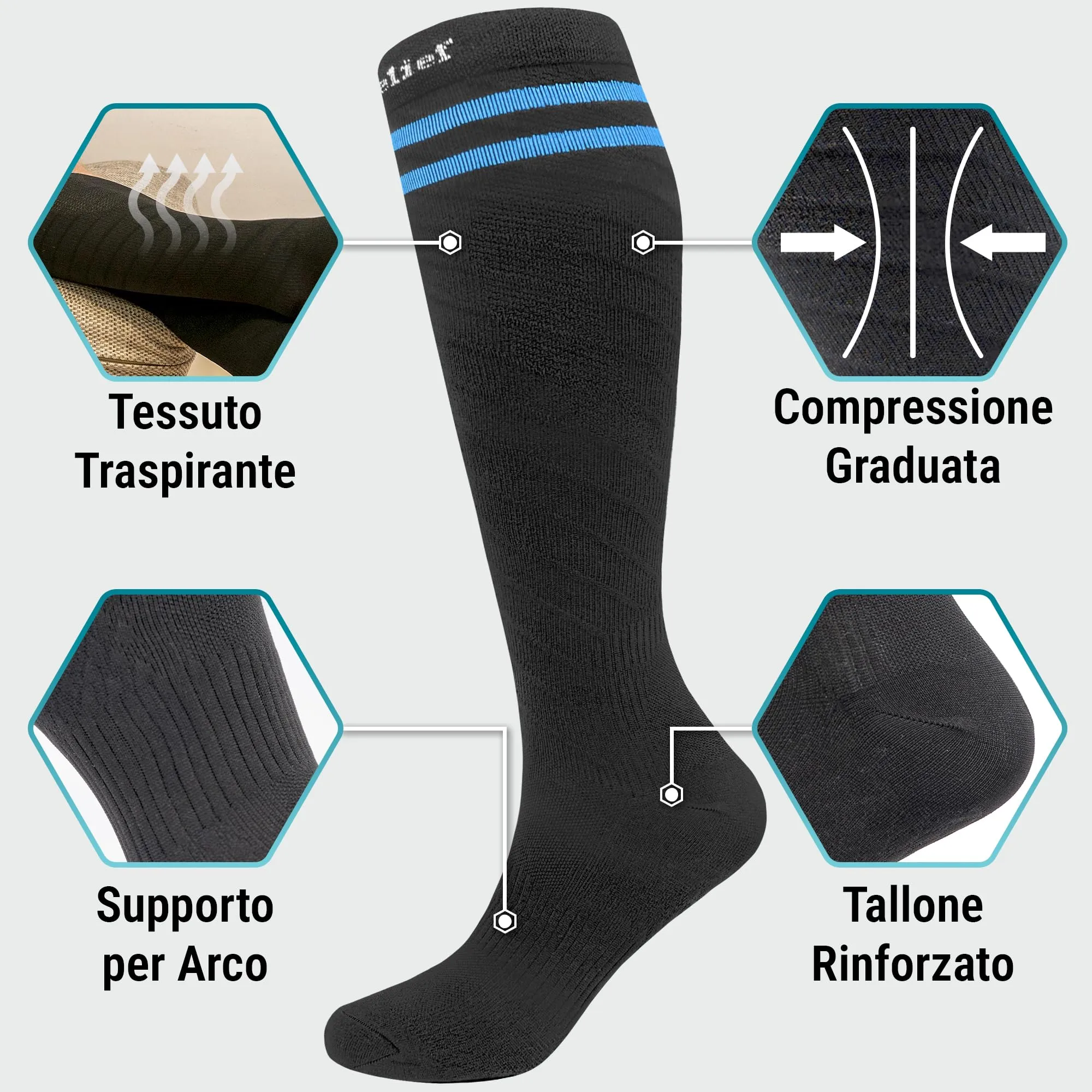 360 Relief Calze Compressione Graduata Donna e Uomo, Calze Elastiche - immagine 2