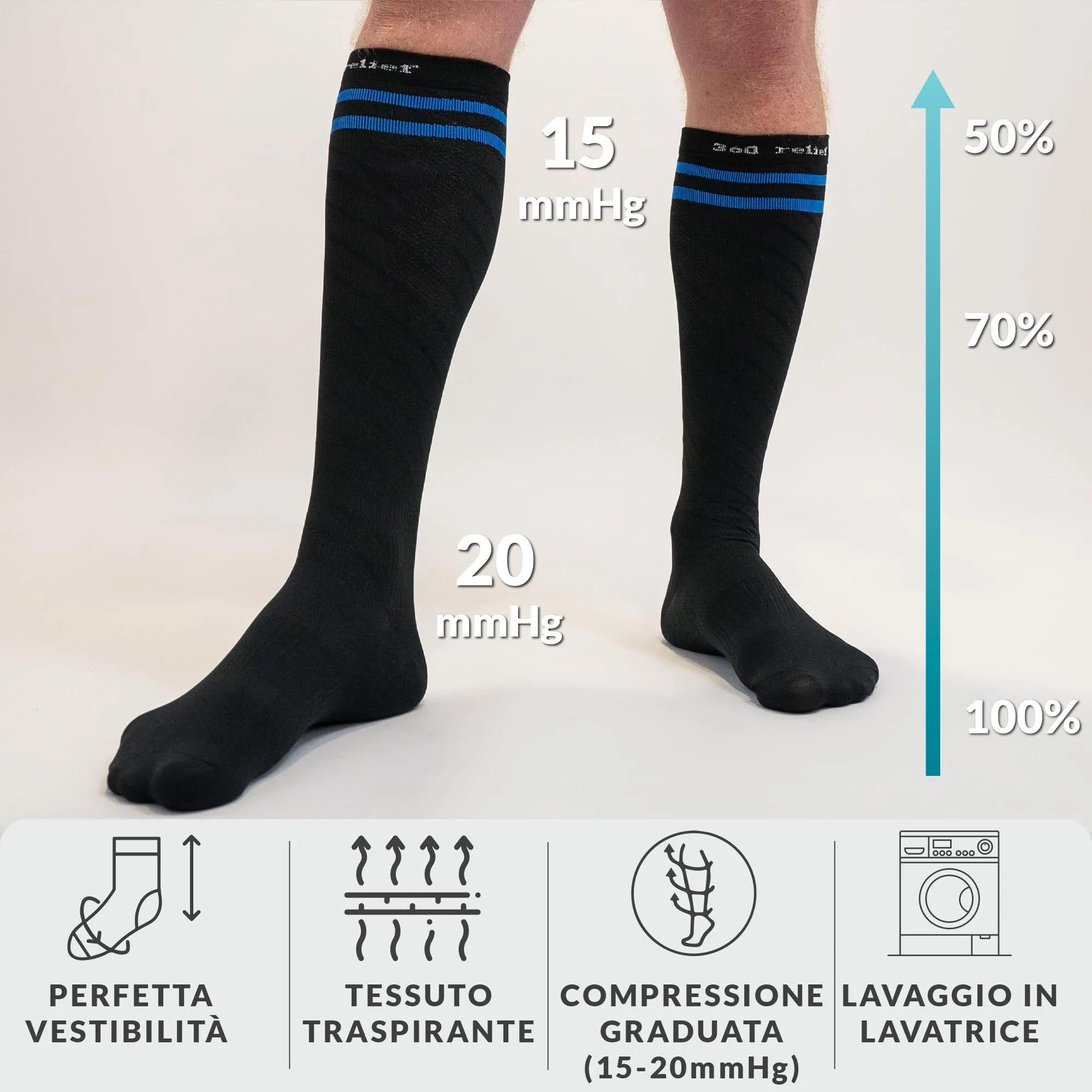 360 Relief Calze Compressione Graduata Donna e Uomo, Calze Elastiche - immagine 5