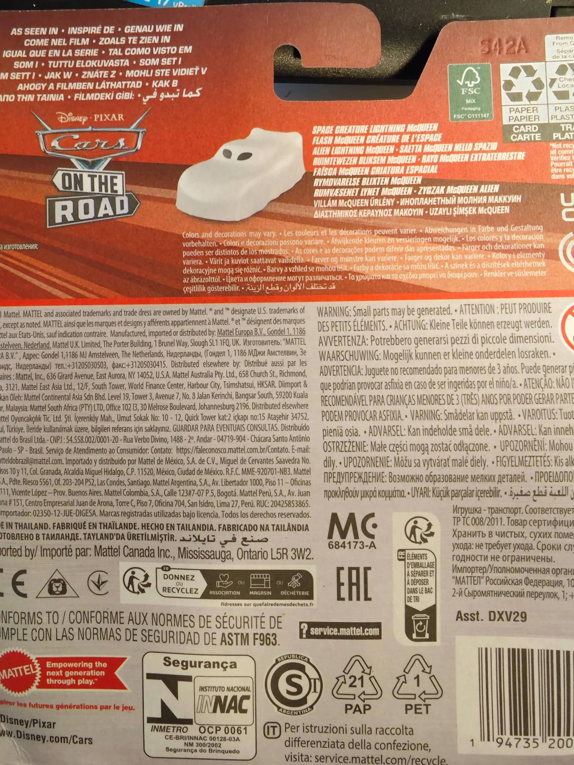 Mattel Disney Cars on the Road Space Creature Lightning McQueen HTX81 1:55 - immagine 3