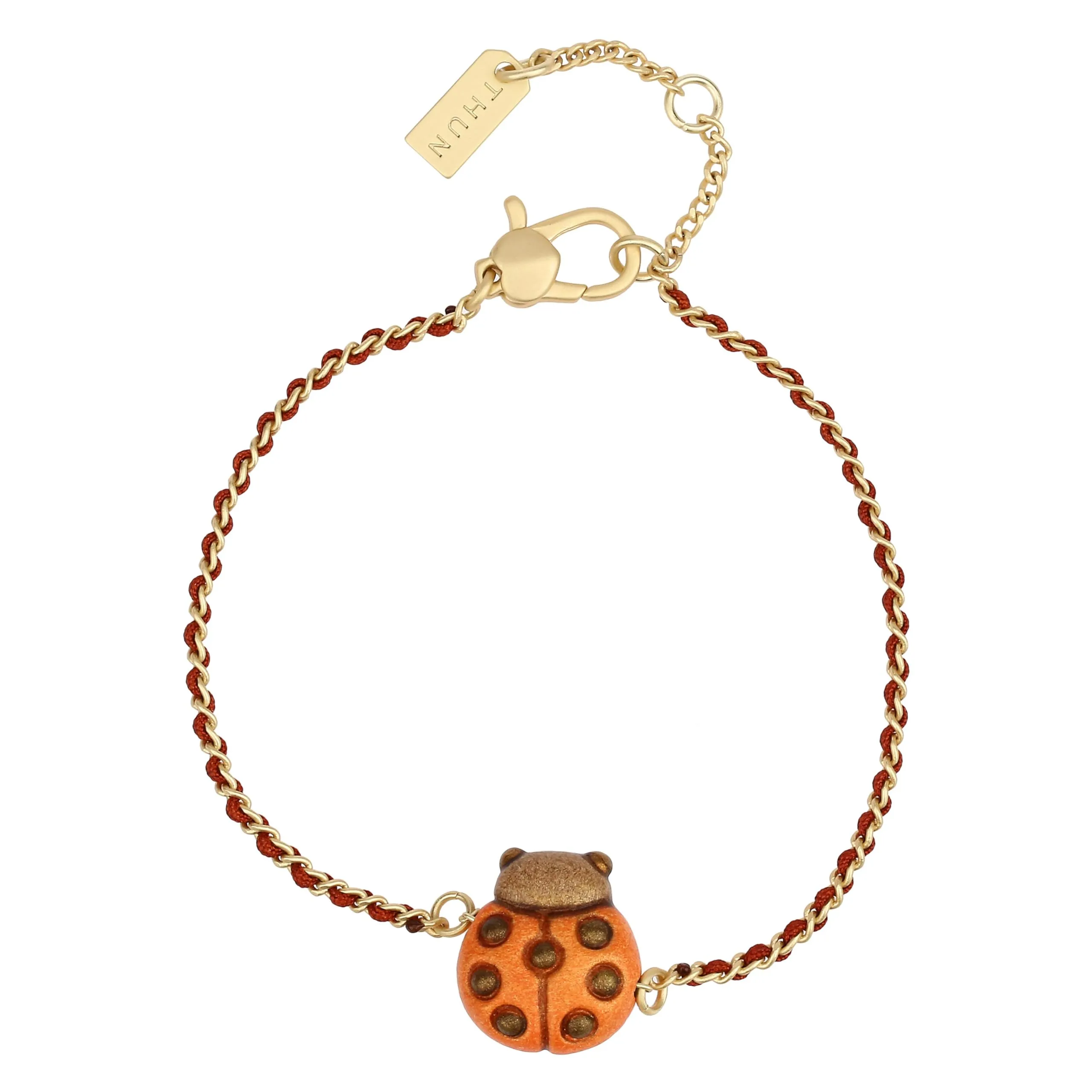 THUN Bracciale catena e tessuto con coccinella - immagine 1