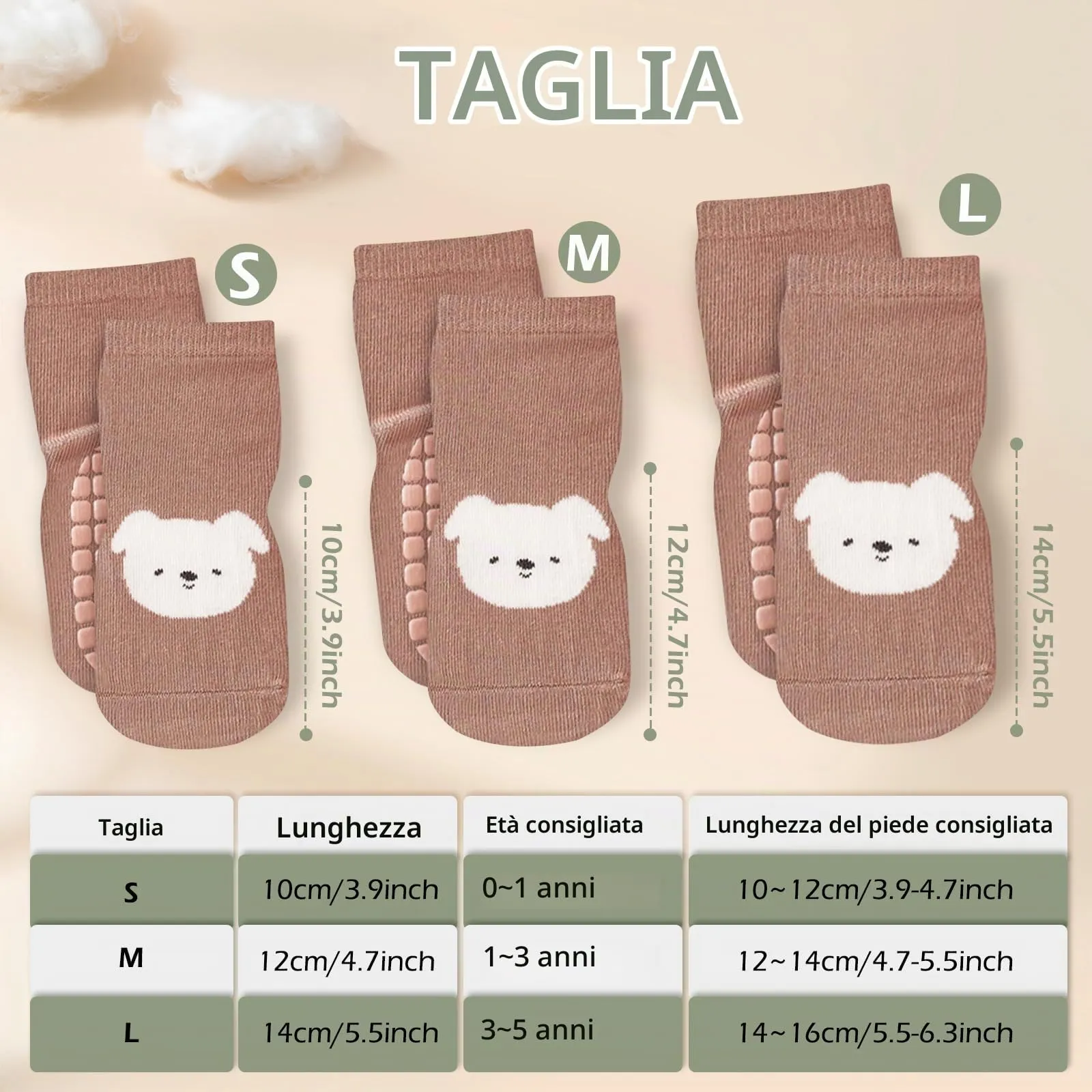 Bigqin Calzini Antiscivolo Bambino, Cotone, 0-12 Mesi, 4 Paia - immagine 3