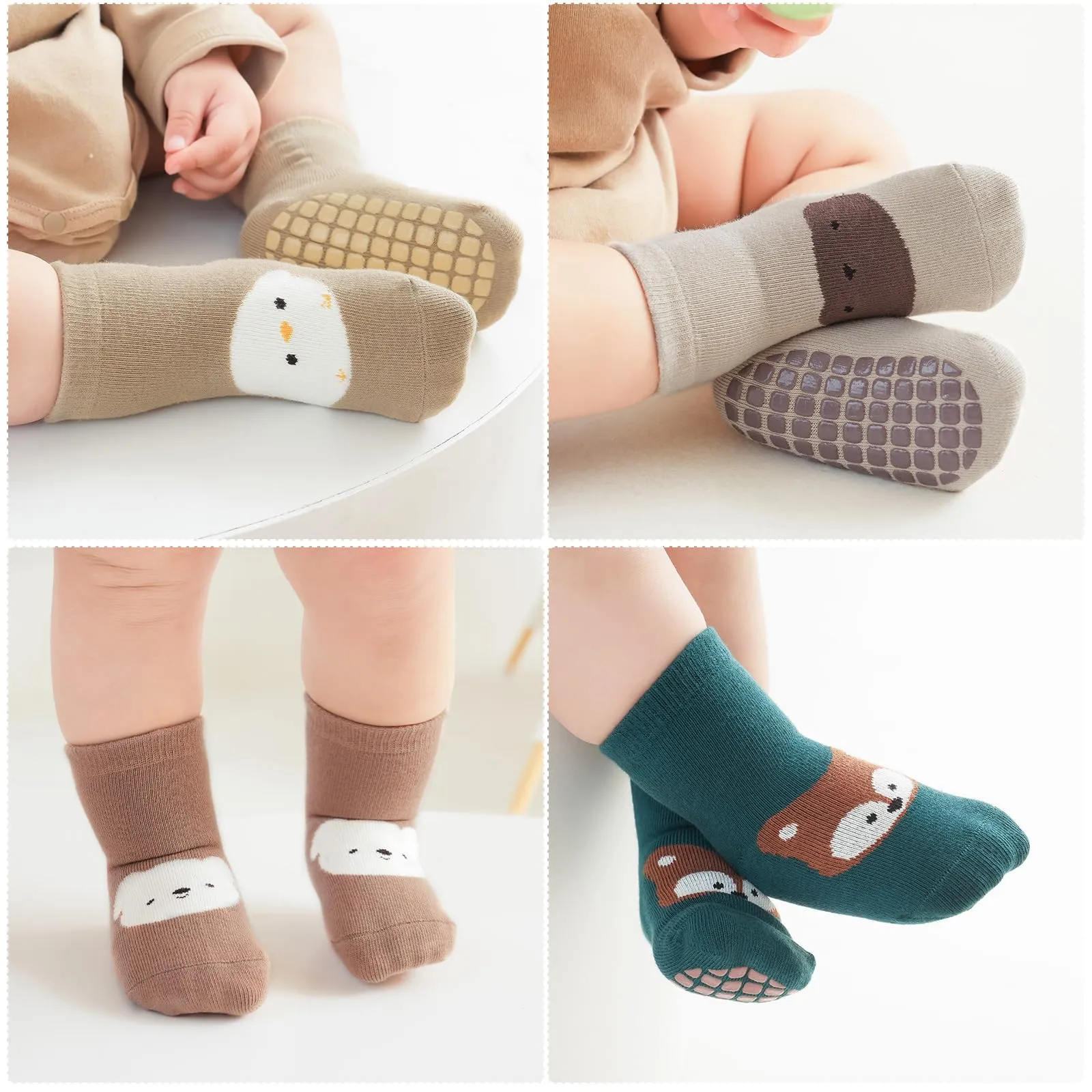 Bigqin Calzini Antiscivolo in Cotone per Bambino, Invernali Caldi, 4 Paia, 0-1 Anni - immagine 6